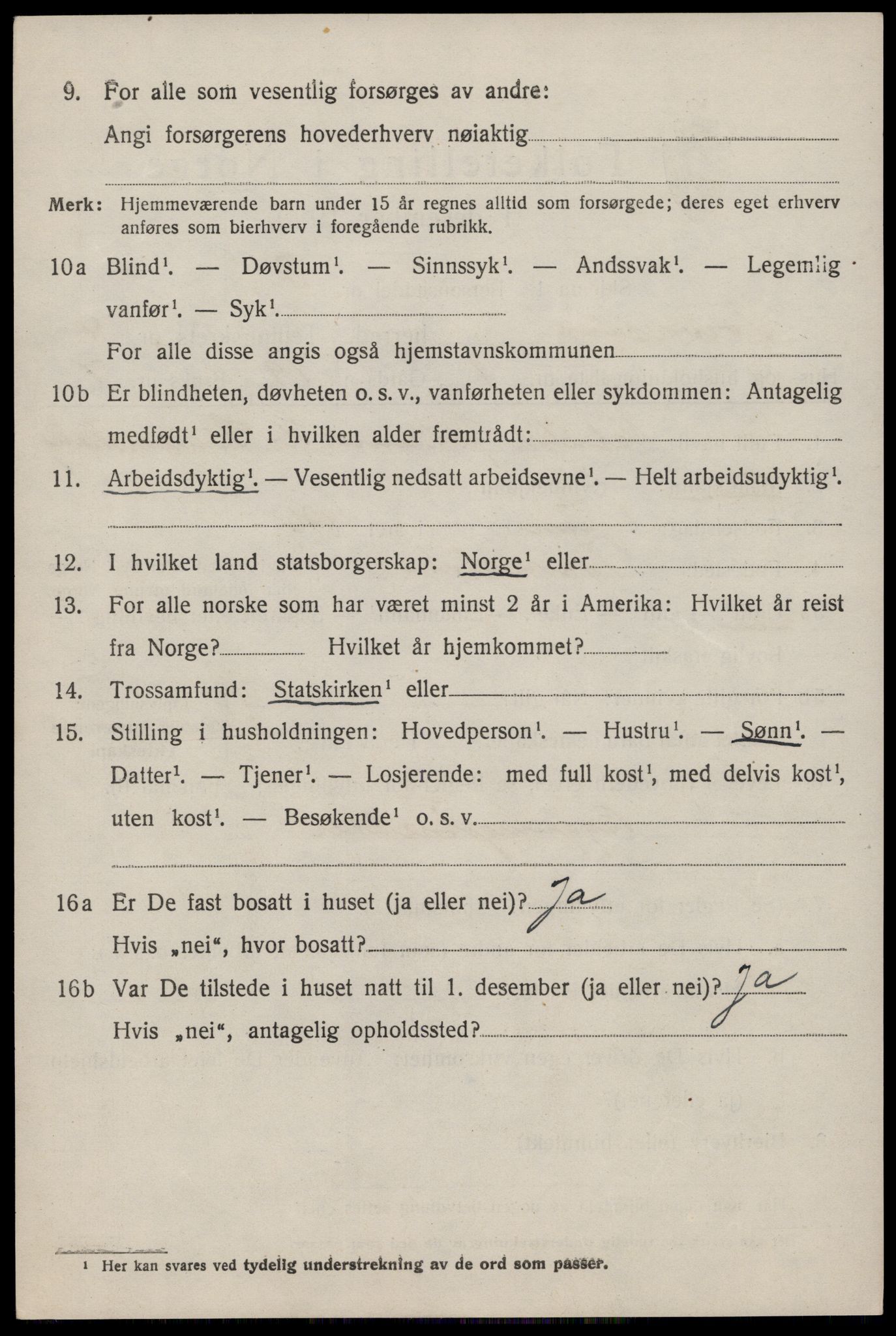 SAST, 1920 census for Torvastad, 1920, p. 3623