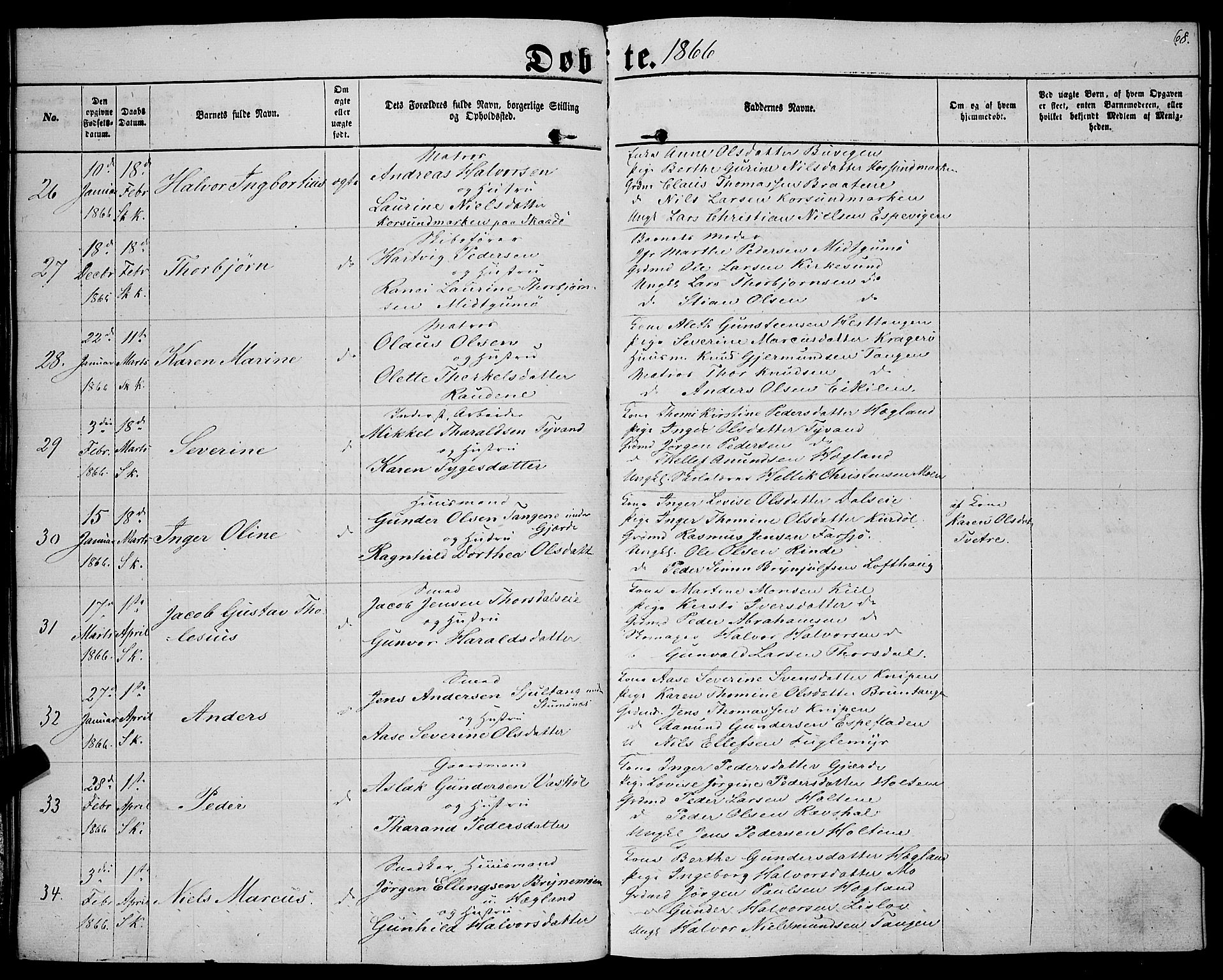 Sannidal kirkebøker, SAKO/A-296/F/Fa/L0011: Parish register (official) no. 11, 1863-1873, p. 68