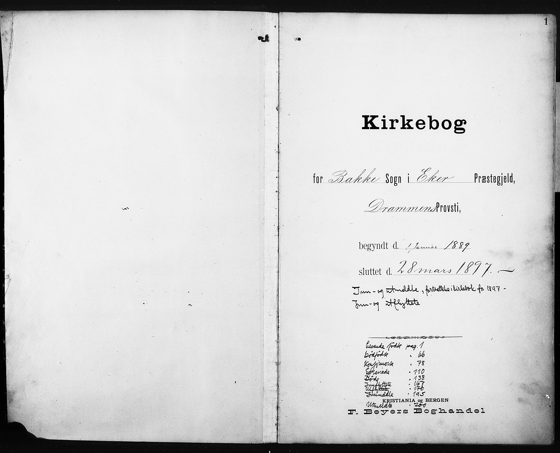 Eiker kirkebøker, SAKO/A-4/F/Fc/L0002: Parish register (official) no. III 2, 1889-1897, p. 1