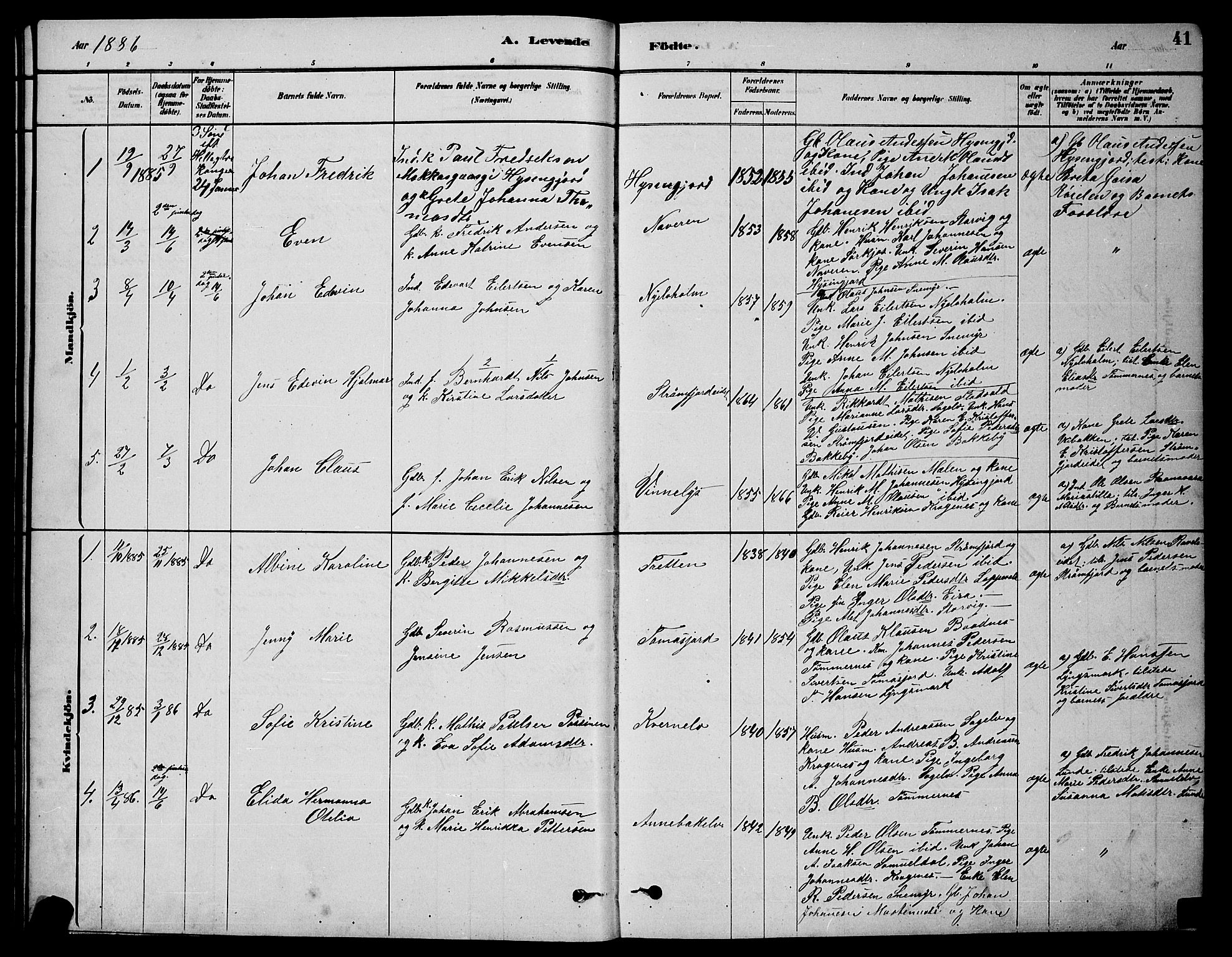 Skjervøy sokneprestkontor, SATØ/S-1300/H/Ha/Hab/L0020klokker: Parish register (copy) no. 20, 1878-1892, p. 41
