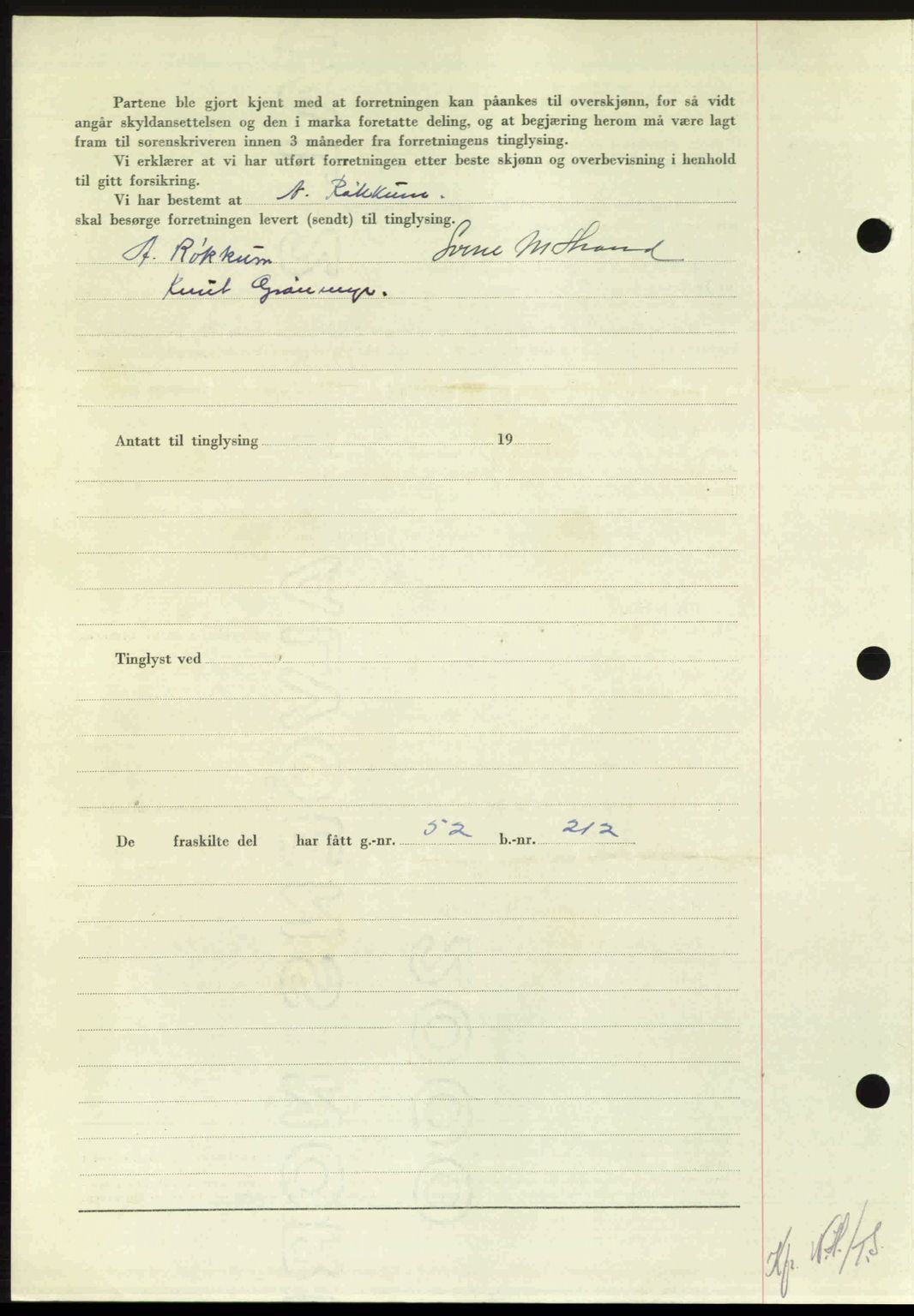 Nordmøre sorenskriveri, AV/SAT-A-4132/1/2/2Ca: Mortgage book no. A105, 1947-1947, Diary no: : 1752/1947