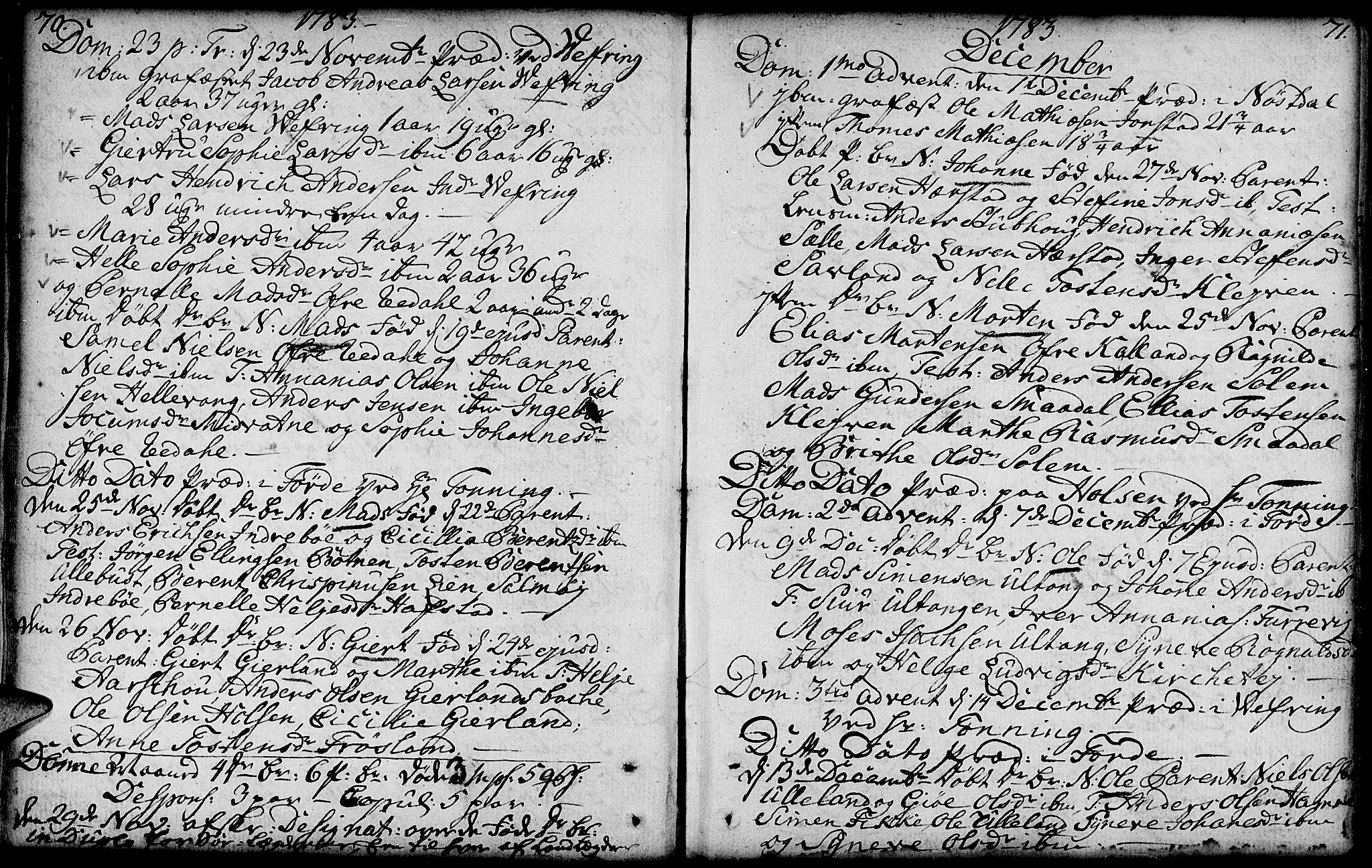 Førde sokneprestembete, AV/SAB-A-79901/H/Haa/Haaa/L0004: Parish register (official) no. A 4, 1781-1803, p. 70-71