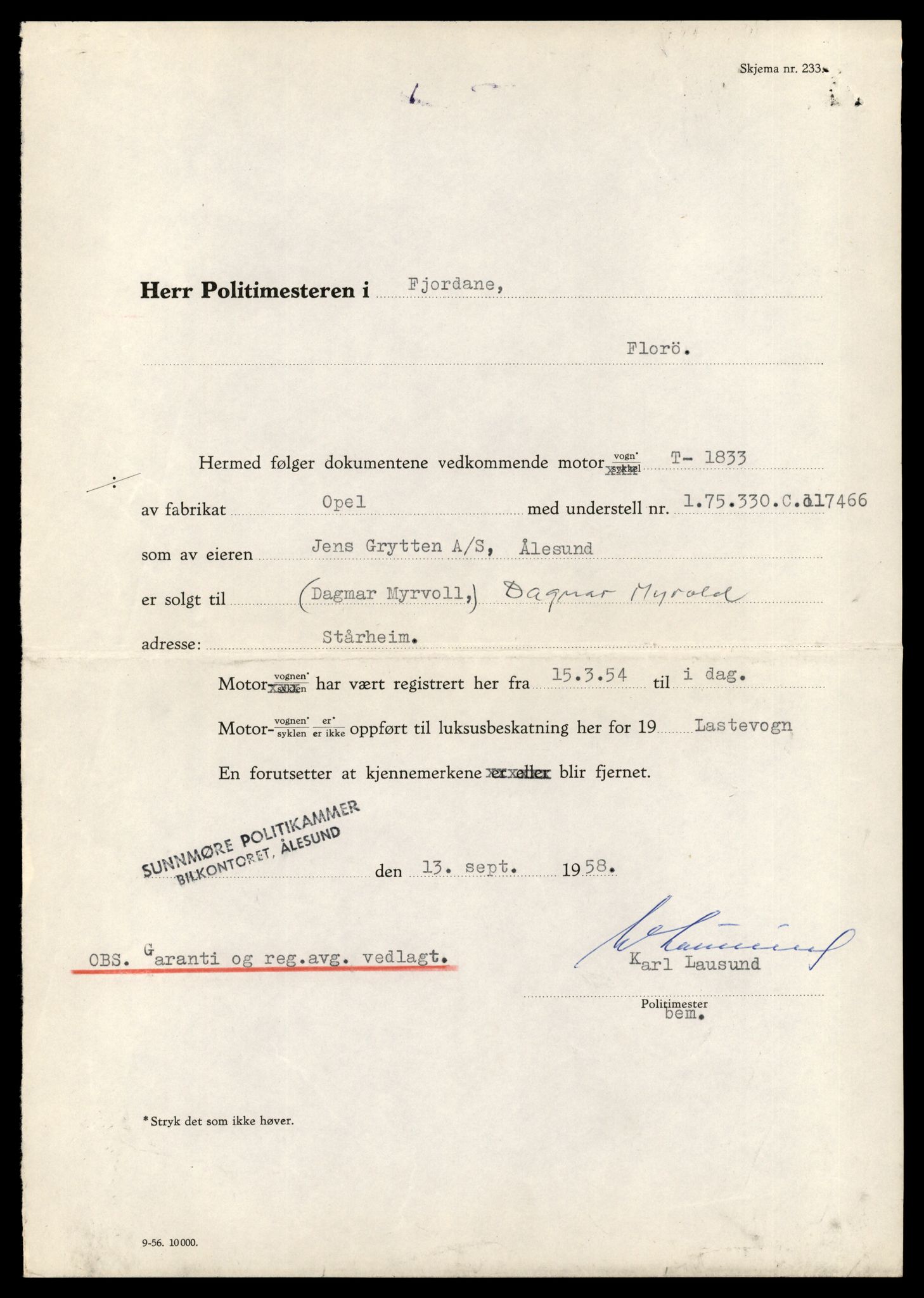 Møre og Romsdal vegkontor - Ålesund trafikkstasjon, AV/SAT-A-4099/F/Fe/L0035: Registreringskort for kjøretøy T 12653 - T 12829, 1927-1998, p. 1977
