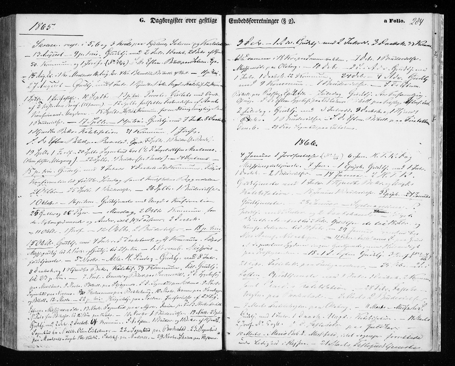 Målselv sokneprestembete, SATØ/S-1311/G/Ga/Gaa/L0004kirke: Parish register (official) no. 4, 1863-1872, p. 284