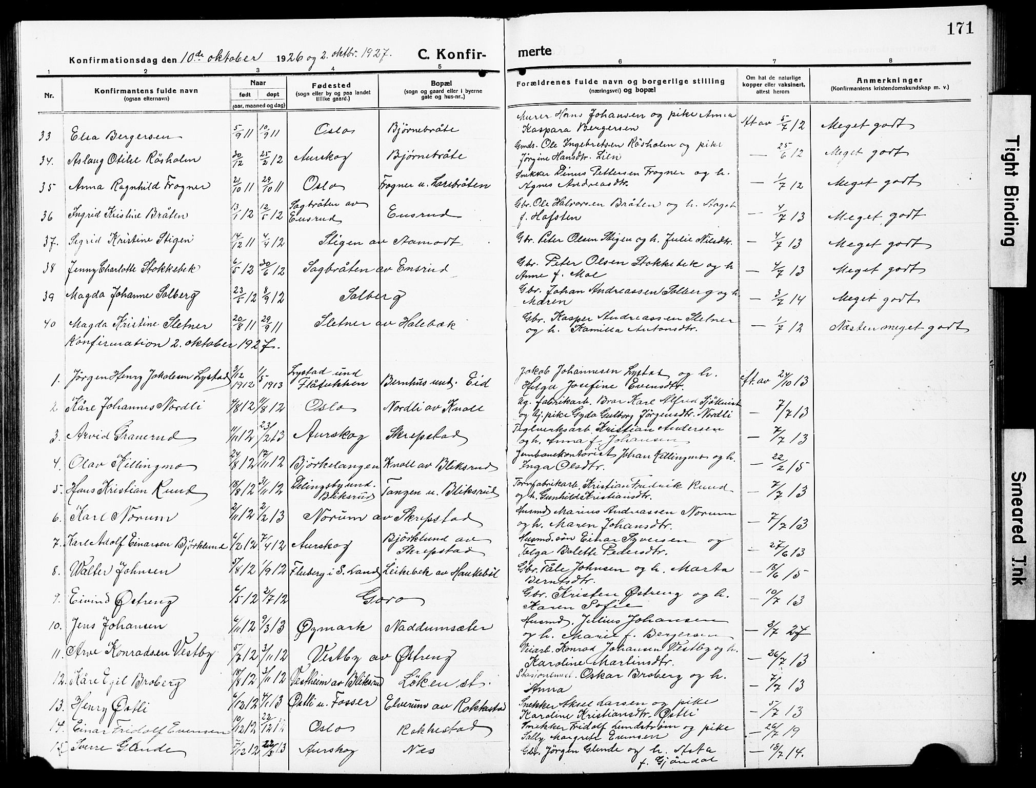 Høland prestekontor Kirkebøker, SAO/A-10346a/G/Ga/L0008: Parish register (copy) no. I 8, 1915-1929, p. 171
