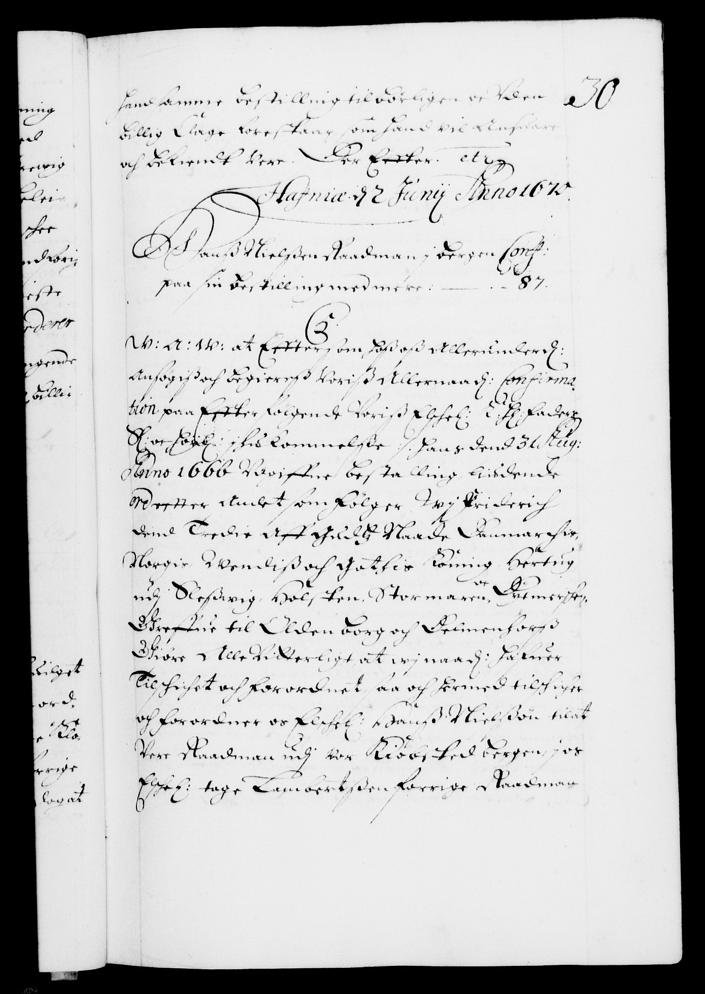 Danske Kanselli 1572-1799, AV/RA-EA-3023/F/Fc/Fca/Fcaa/L0011: Norske registre (mikrofilm), 1670-1673, p. 30a