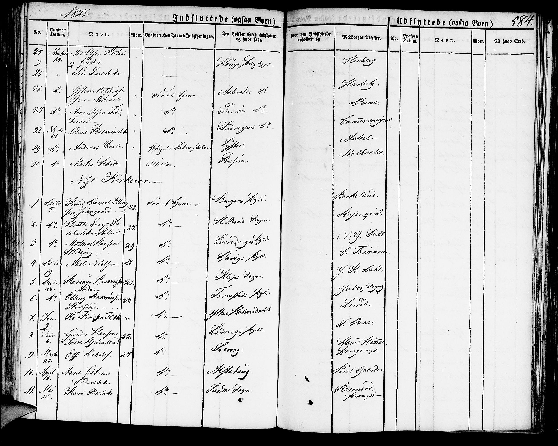 Domkirken sokneprestembete, SAB/A-74801/H/Haa/L0012: Parish register (official) no. A 12, 1821-1840, p. 584