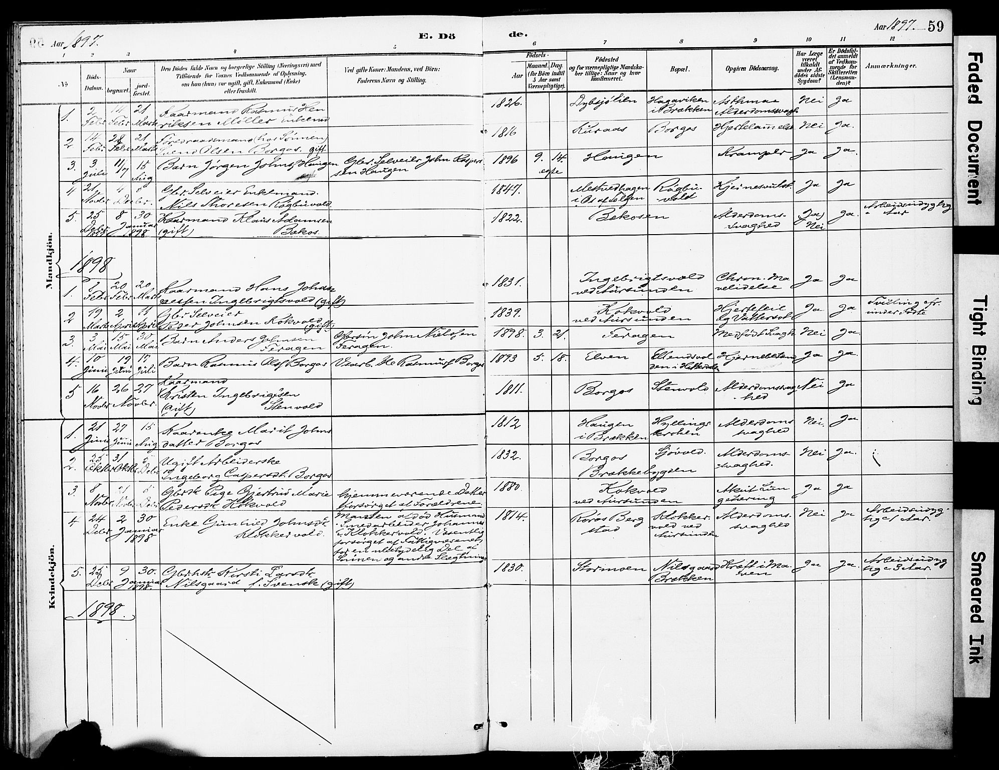 Ministerialprotokoller, klokkerbøker og fødselsregistre - Sør-Trøndelag, SAT/A-1456/683/L0948: Parish register (official) no. 683A01, 1891-1902, p. 59