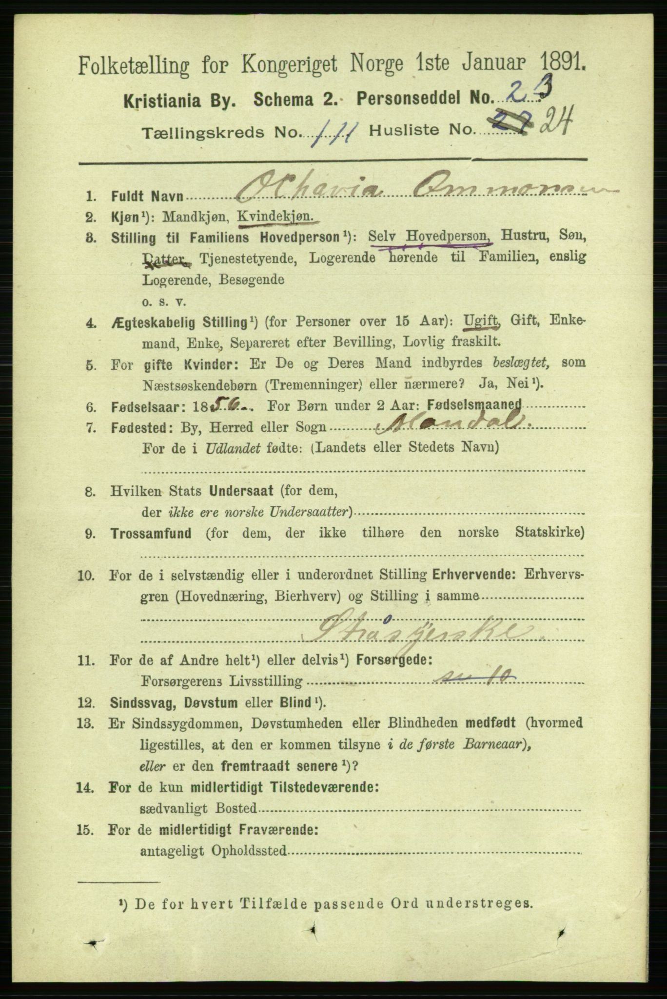 RA, 1891 census for 0301 Kristiania, 1891, p. 58478