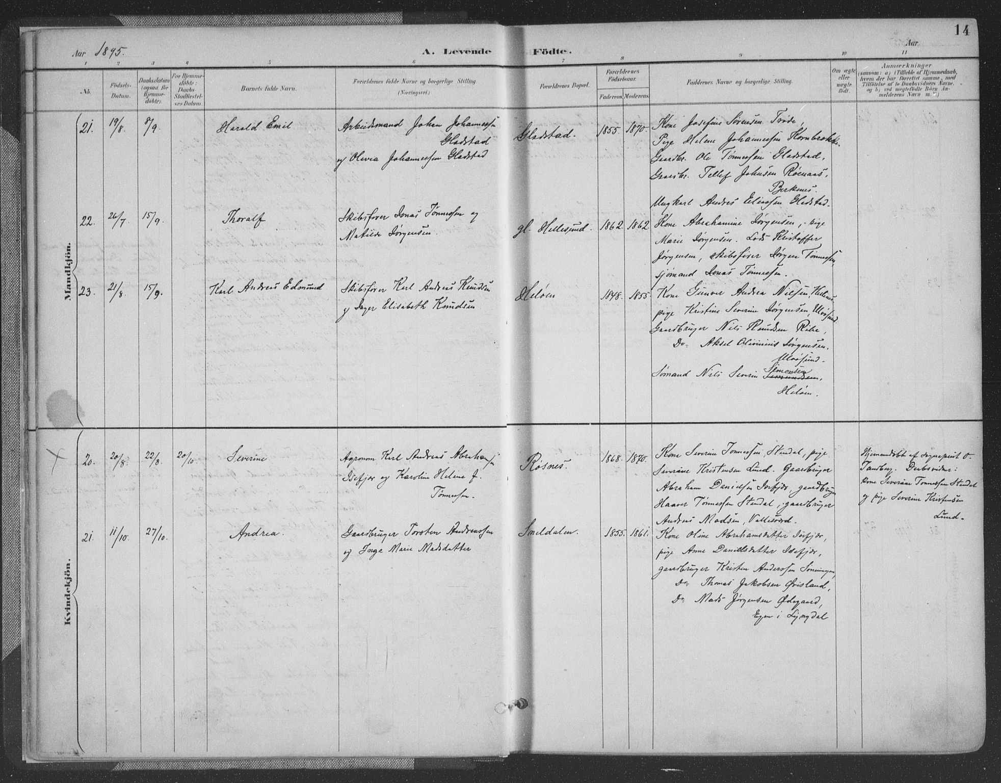 Høvåg sokneprestkontor, AV/SAK-1111-0025/F/Fa/L0006: Parish register (official) no. A 6, 1894-1923, p. 14