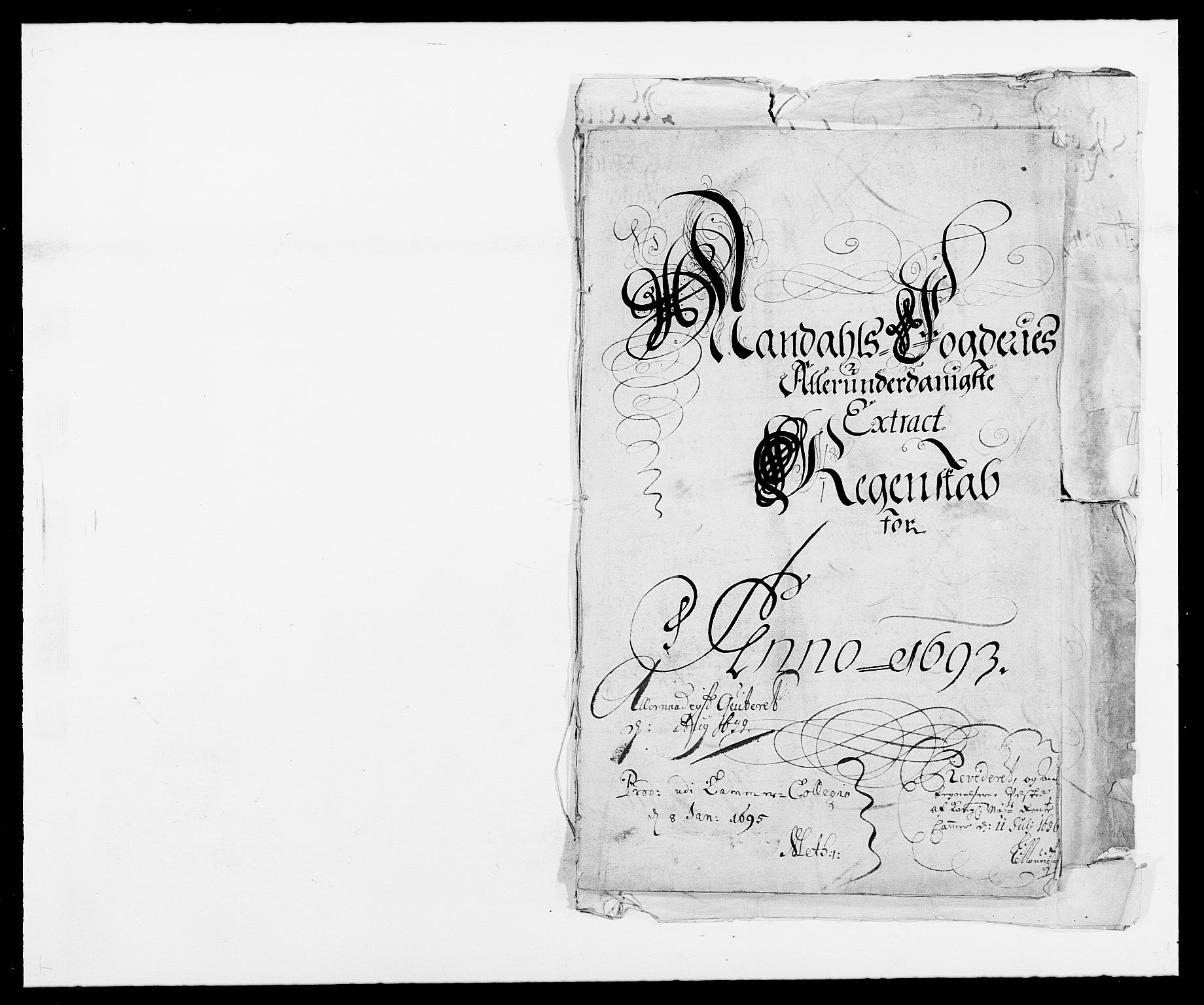 Rentekammeret inntil 1814, Reviderte regnskaper, Fogderegnskap, RA/EA-4092/R42/L2544: Mandal fogderi, 1692-1693, p. 184