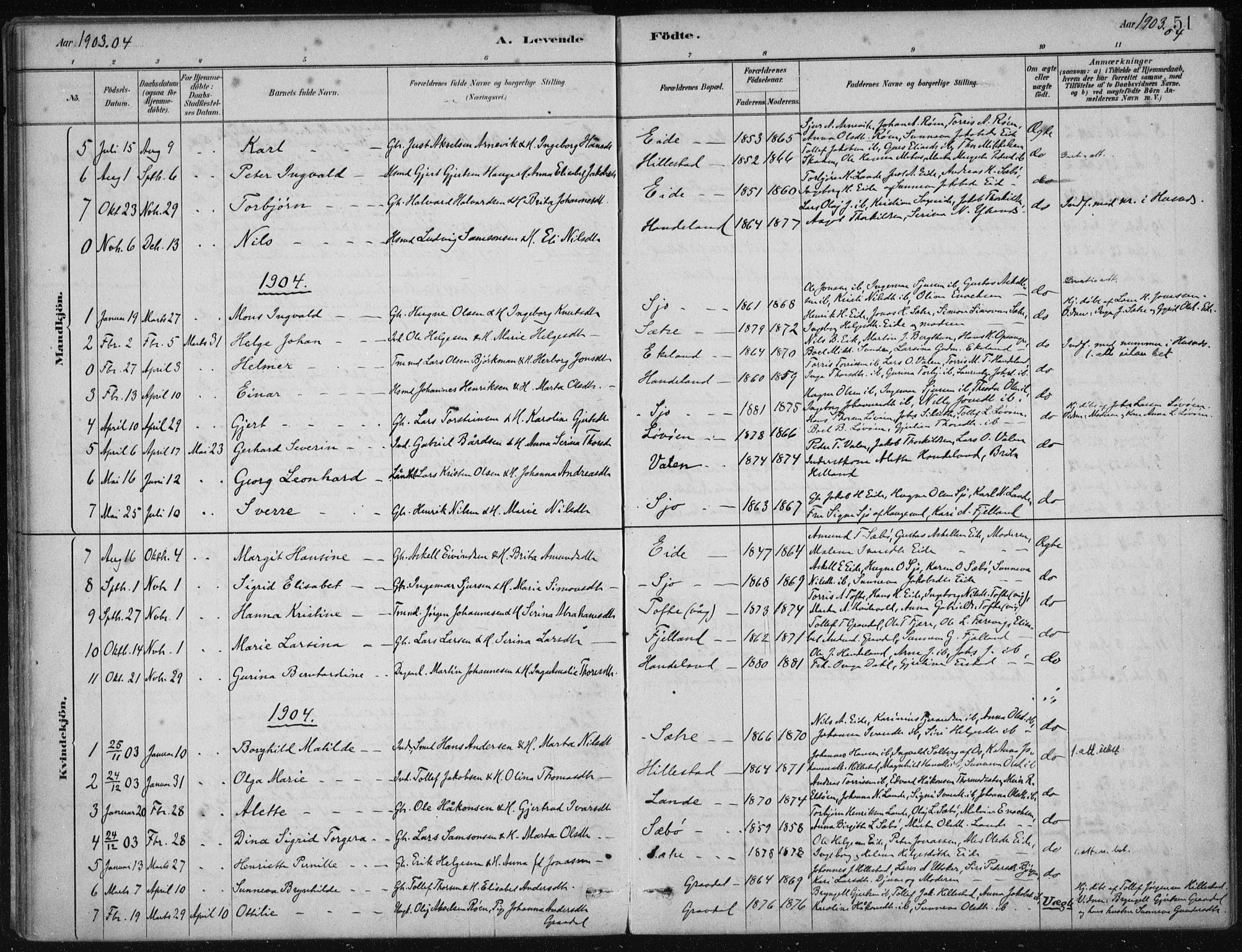 Fjelberg sokneprestembete, SAB/A-75201/H/Haa: Parish register (official) no. C  1, 1879-1918, p. 51