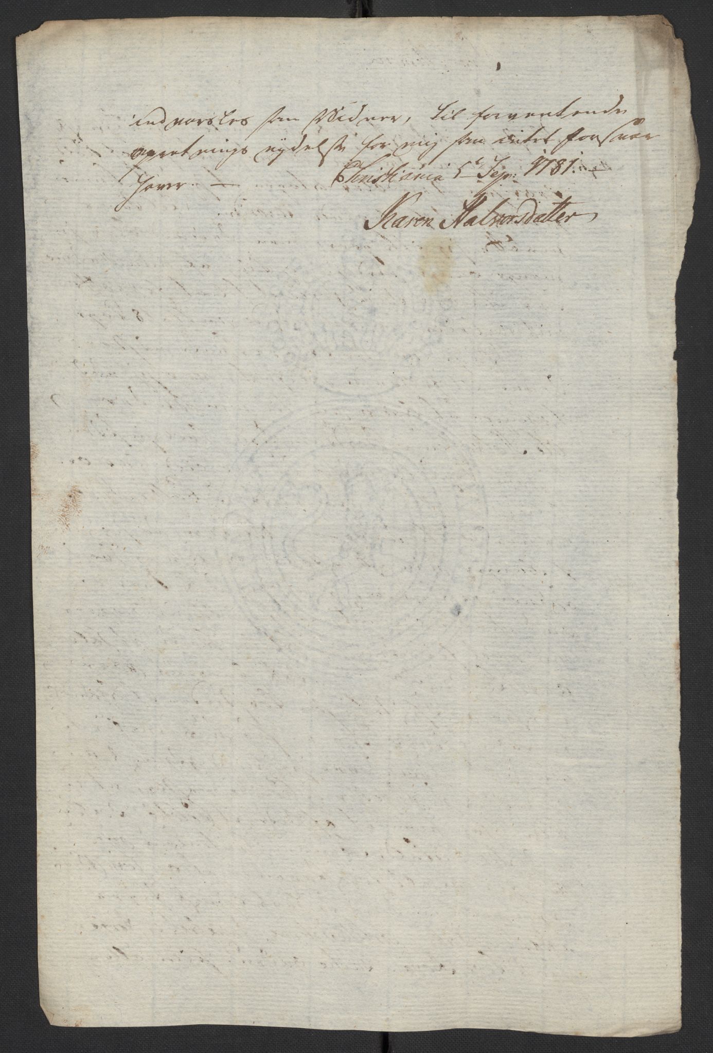 Oslo politidistrikt, AV/SAO-A-10085/D/Da/L0003: Innkomne brev, pro memoria m.v., 1781, p. 147