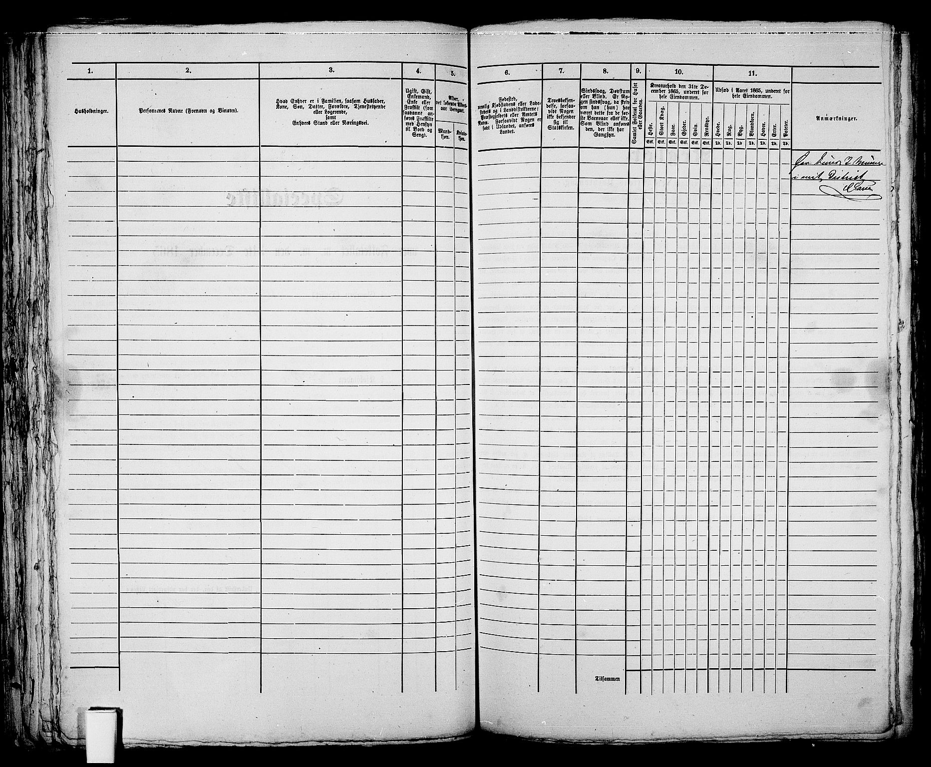 RA, 1865 census for Skien, 1865, p. 168