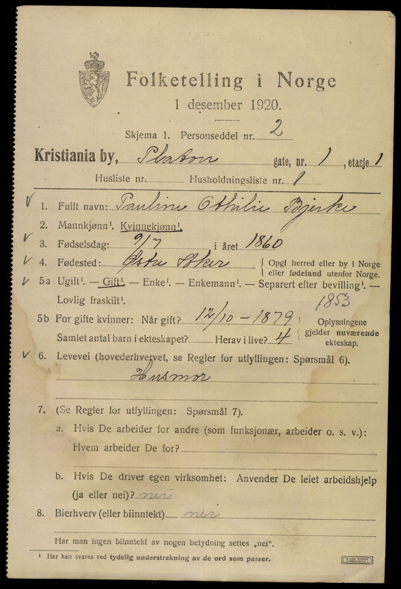 SAO, 1920 census for Kristiania, 1920, p. 453205