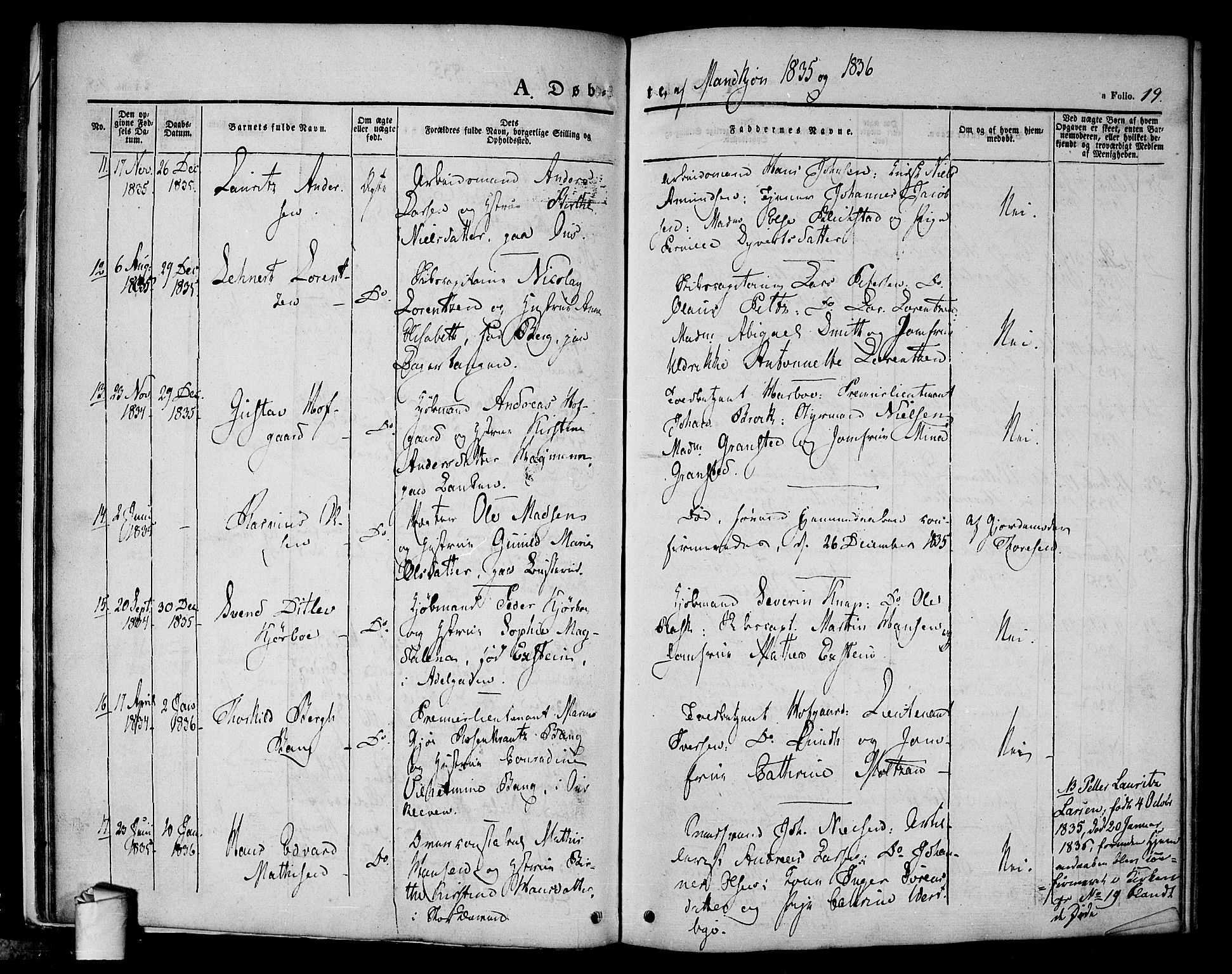 Halden prestekontor Kirkebøker, SAO/A-10909/F/Fa/L0005: Parish register (official) no. I 5, 1834-1845, p. 19