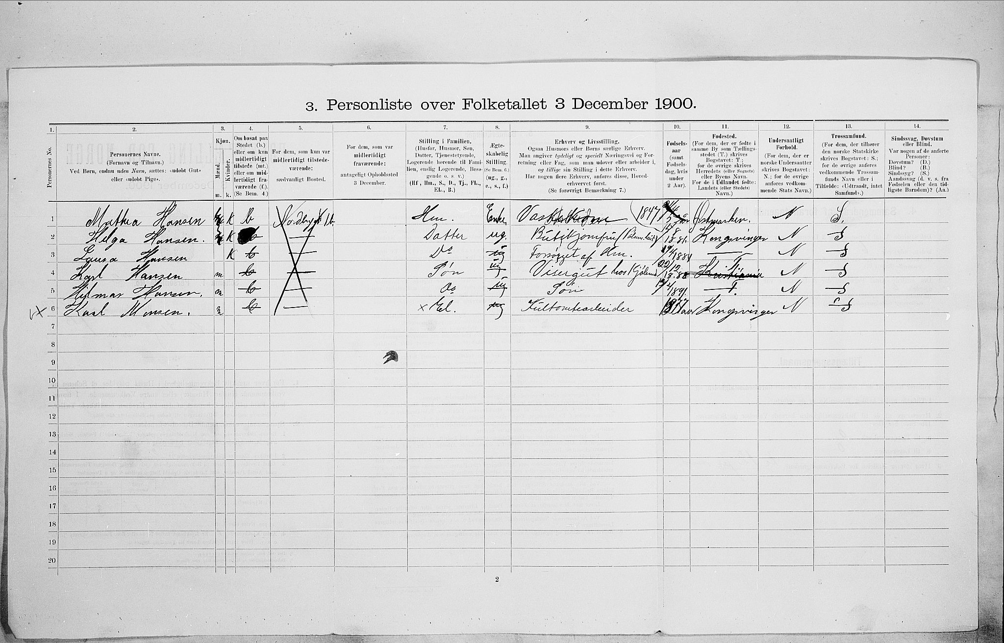 SAO, 1900 census for Kristiania, 1900, p. 64876