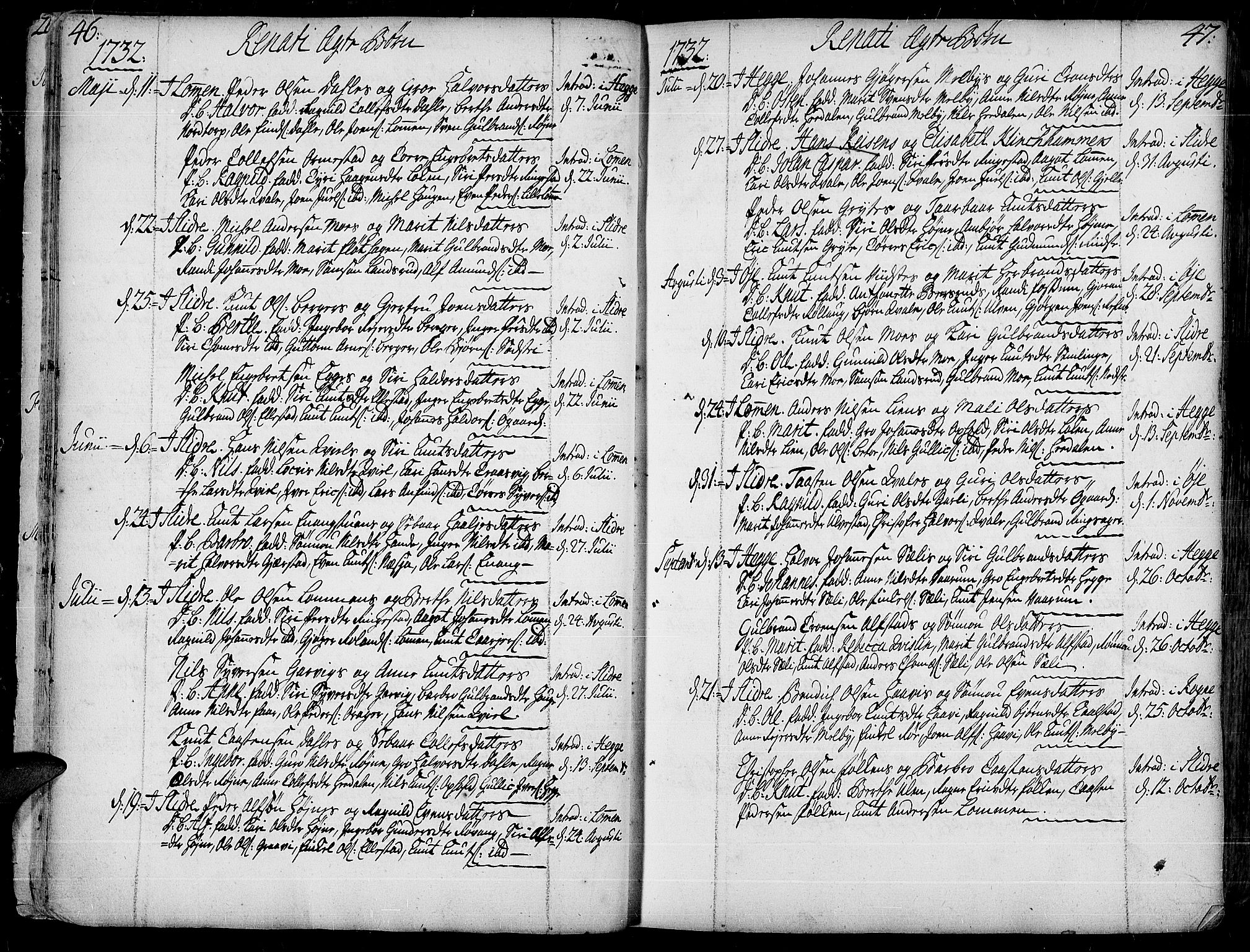 Slidre prestekontor, SAH/PREST-134/H/Ha/Haa/L0001: Parish register (official) no. 1, 1724-1814, p. 46-47
