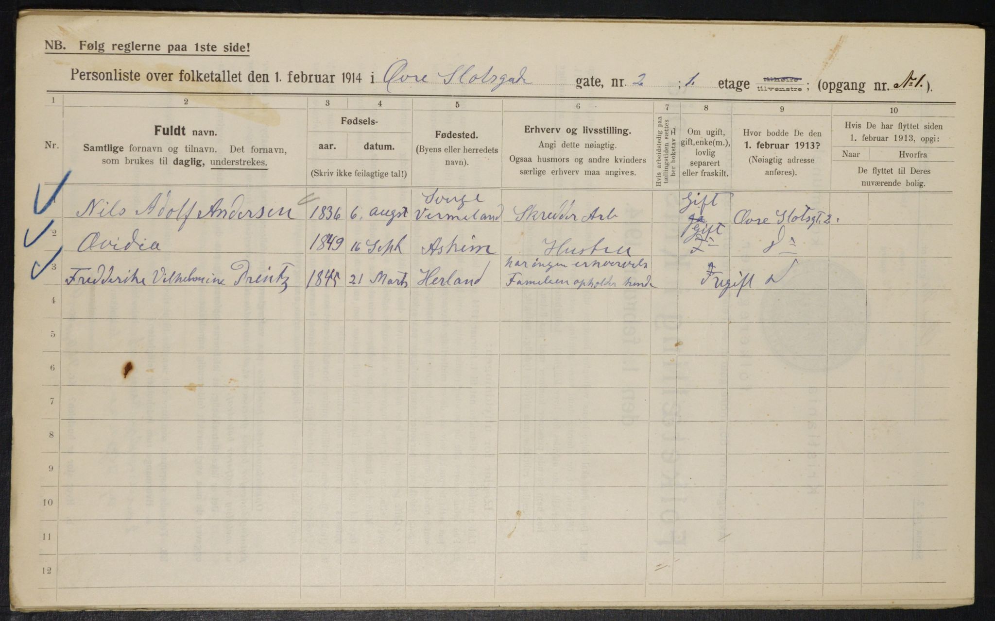 OBA, Municipal Census 1914 for Kristiania, 1914, p. 130920