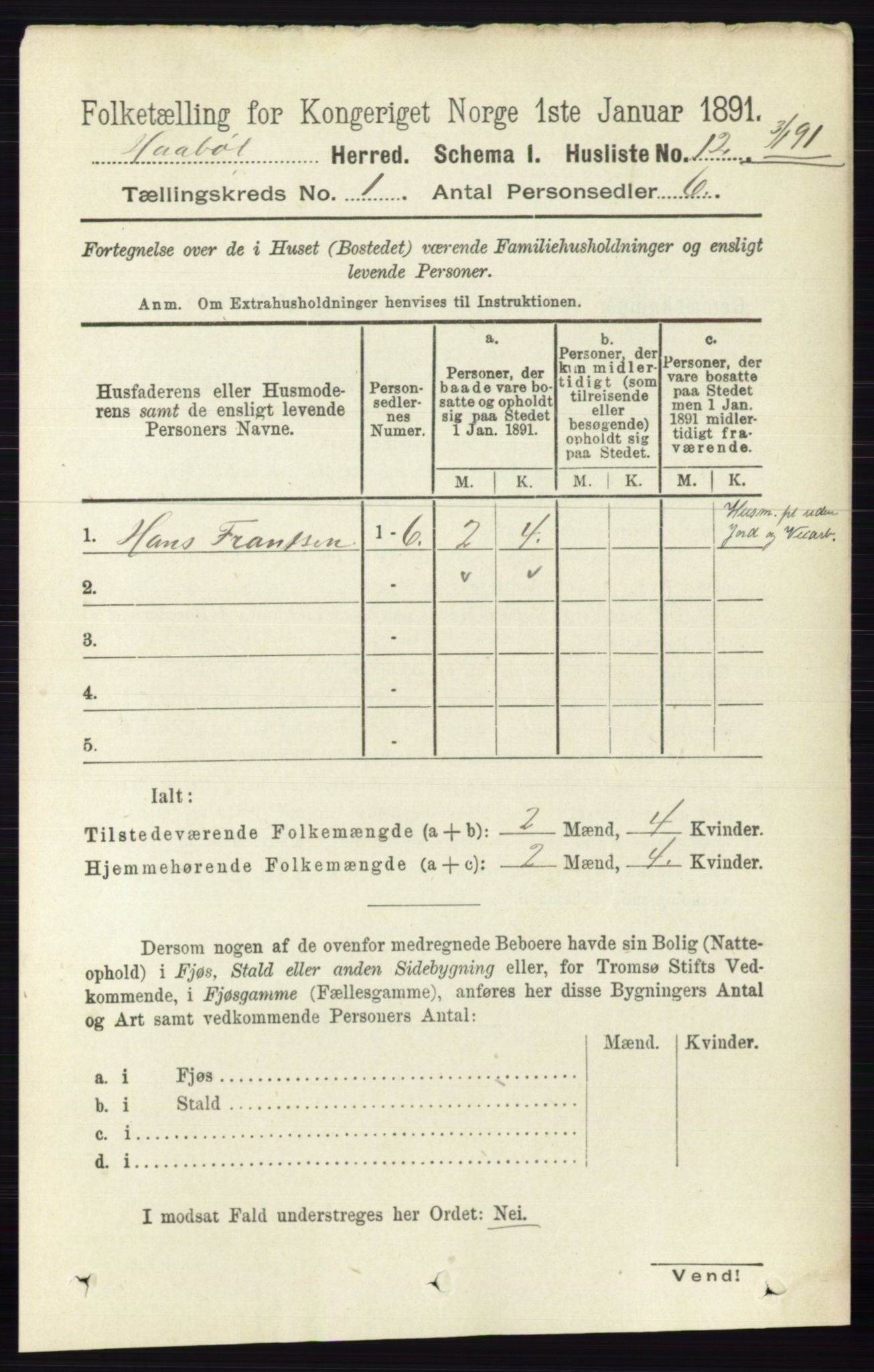 RA, 1891 census for 0138 Hobøl, 1891, p. 29