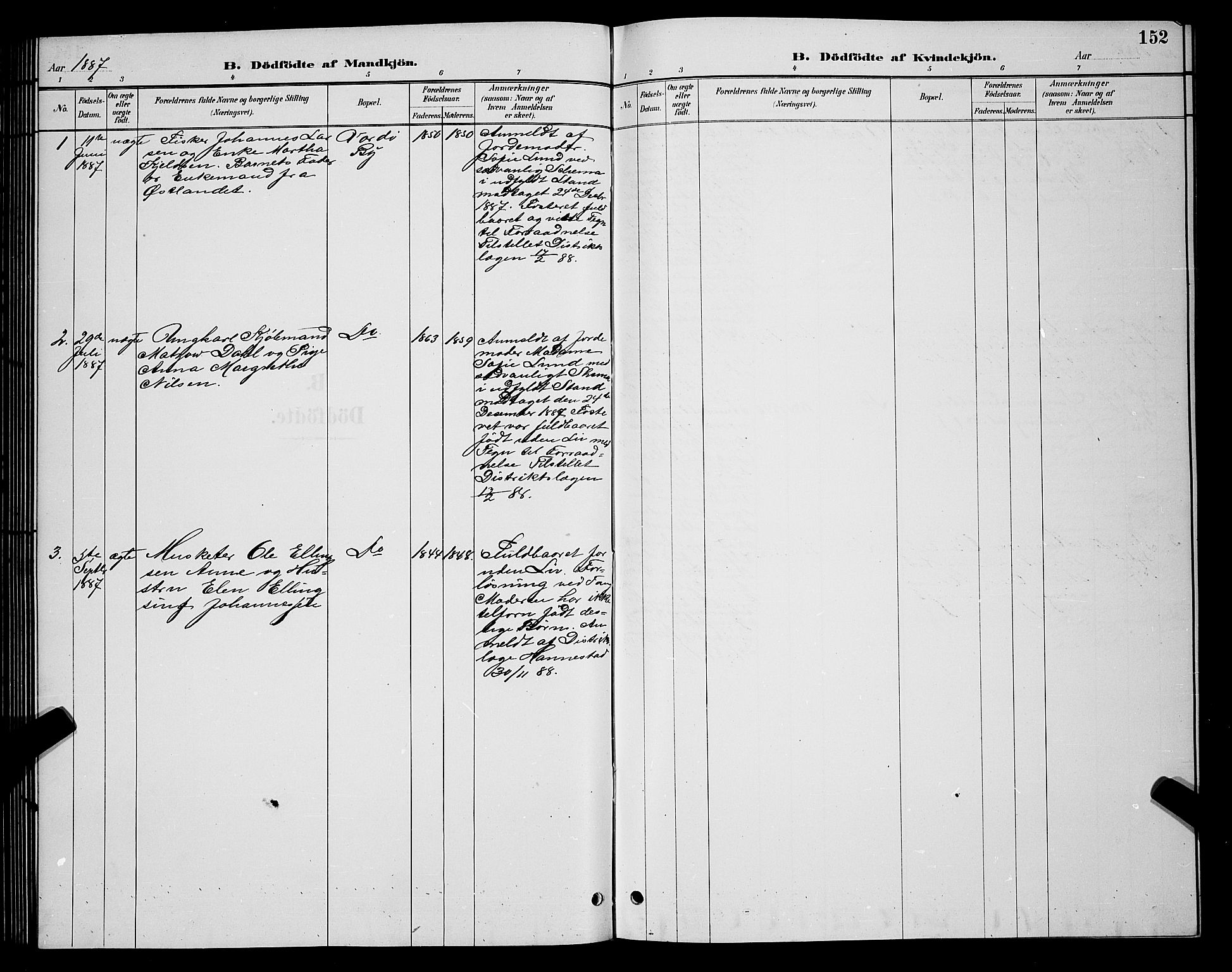 Vardø sokneprestkontor, SATØ/S-1332/H/Hb/L0005klokker: Parish register (copy) no. 5, 1887-1892, p. 152