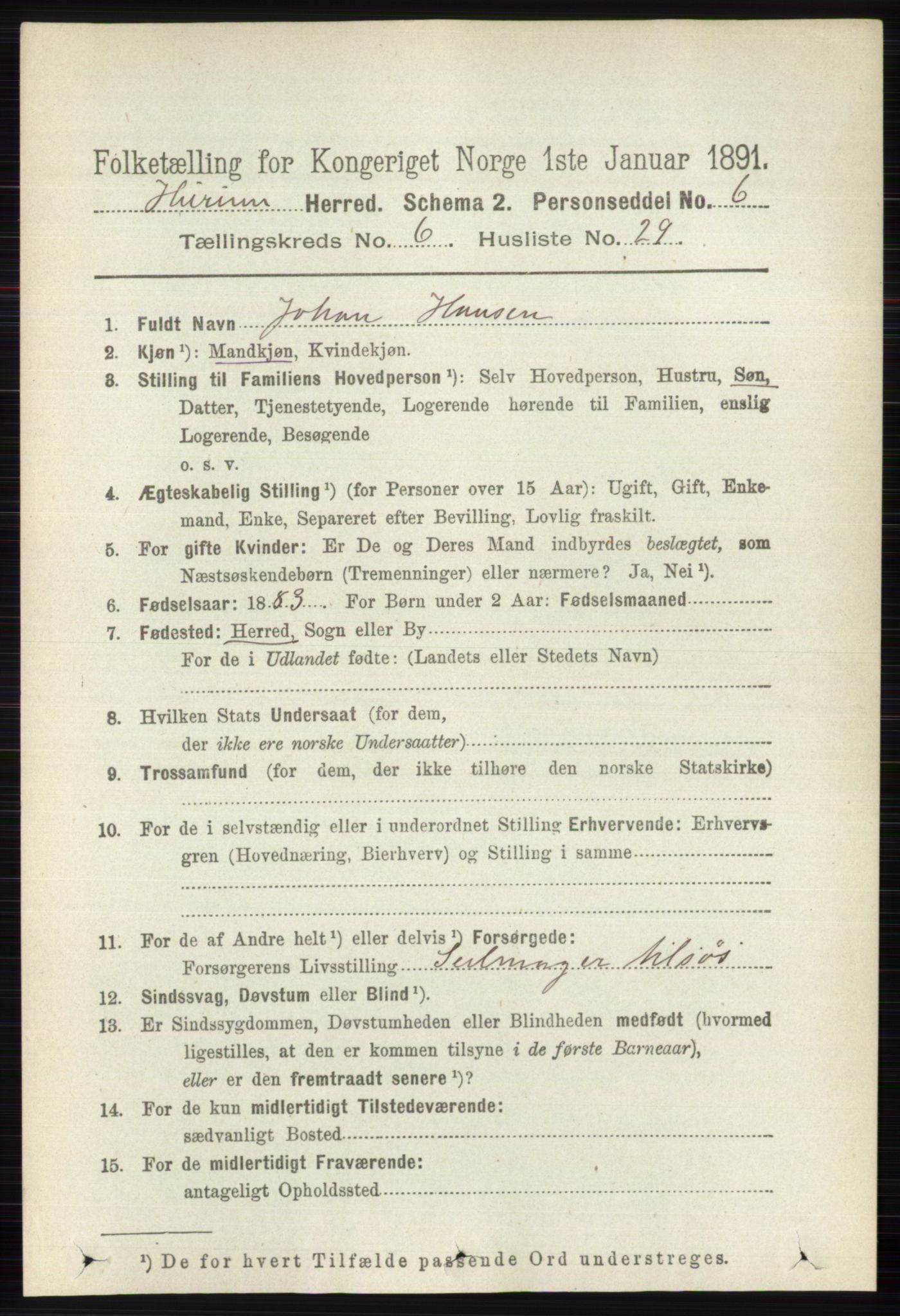 RA, 1891 census for 0628 Hurum, 1891, p. 2149