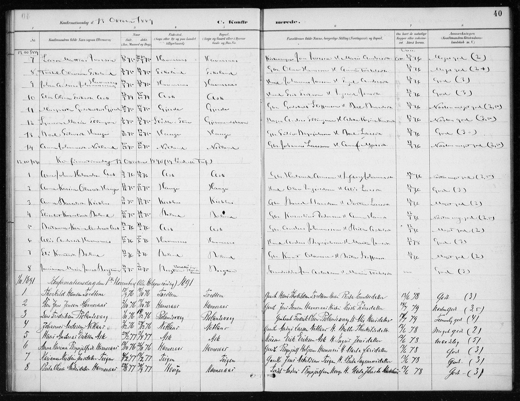 Kvinnherad sokneprestembete, SAB/A-76401/H/Haa: Parish register (official) no. C 1, 1885-1912, p. 40