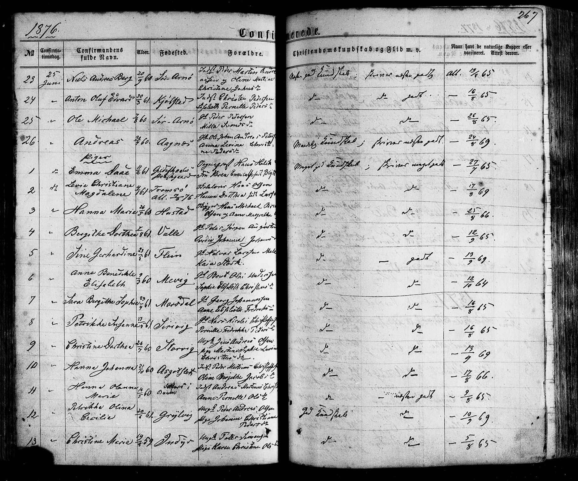 Ministerialprotokoller, klokkerbøker og fødselsregistre - Nordland, SAT/A-1459/805/L0098: Parish register (official) no. 805A05, 1862-1879, p. 267