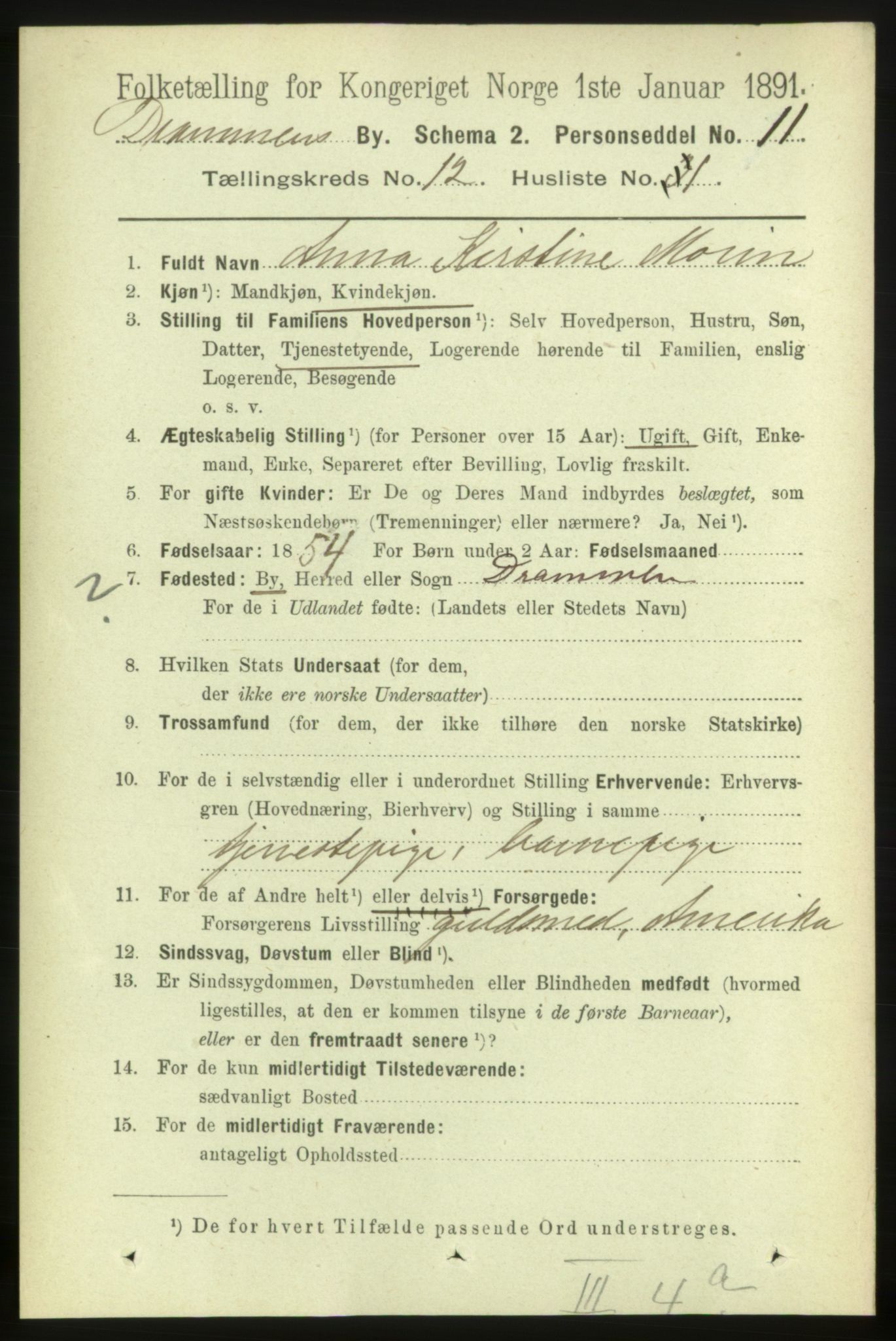 RA, 1891 census for 0602 Drammen, 1891, p. 8970