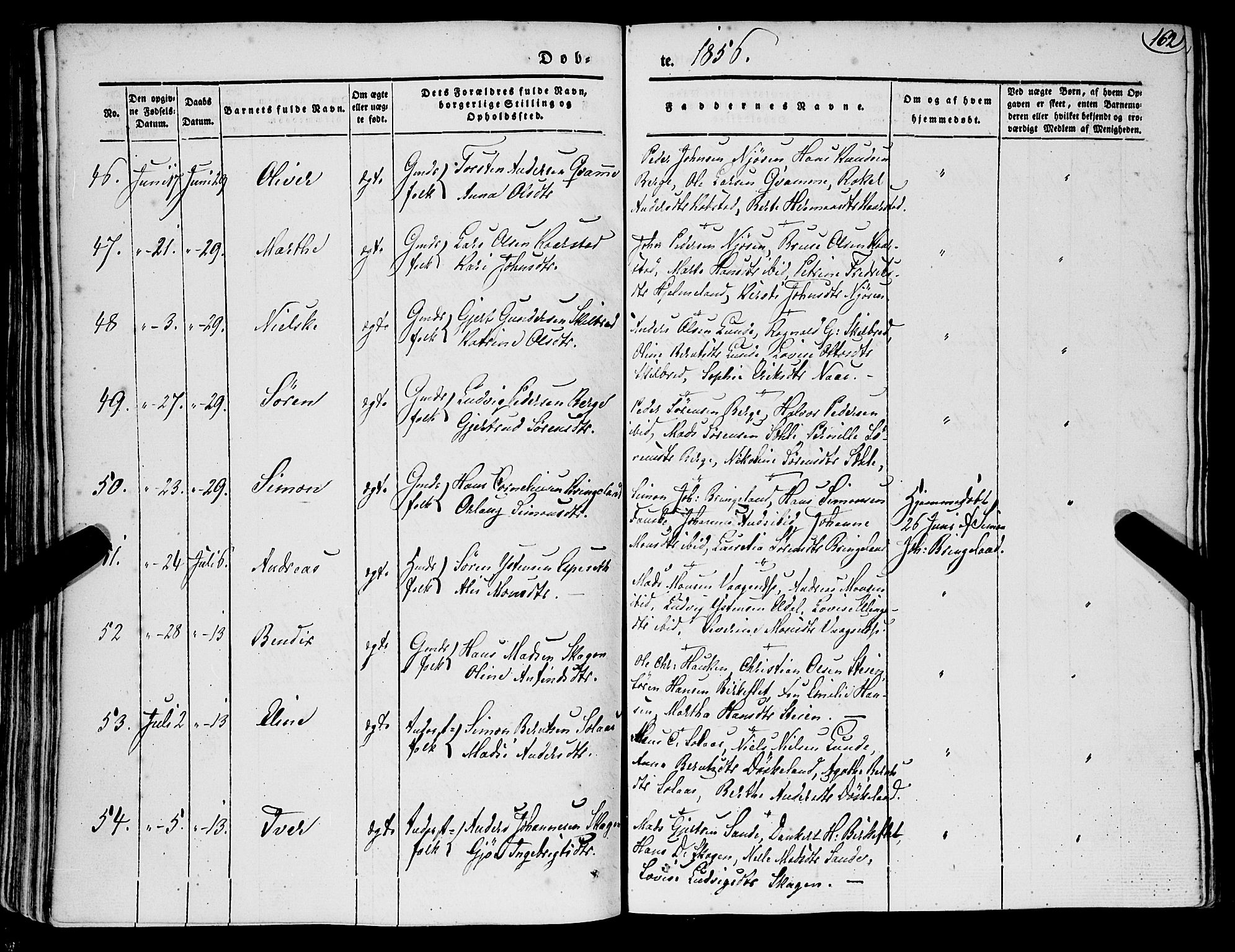 Gaular sokneprestembete, AV/SAB-A-80001/H/Haa: Parish register (official) no. A 4I, 1840-1859, p. 162