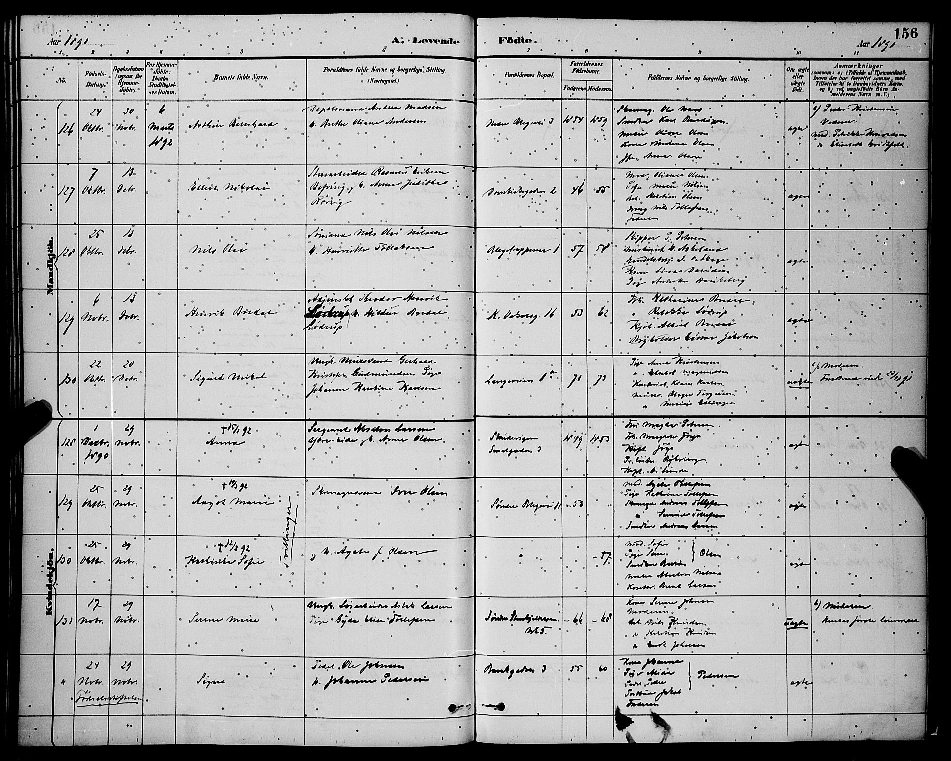 Korskirken sokneprestembete, AV/SAB-A-76101/H/Hab: Parish register (copy) no. B 9, 1887-1896, p. 156