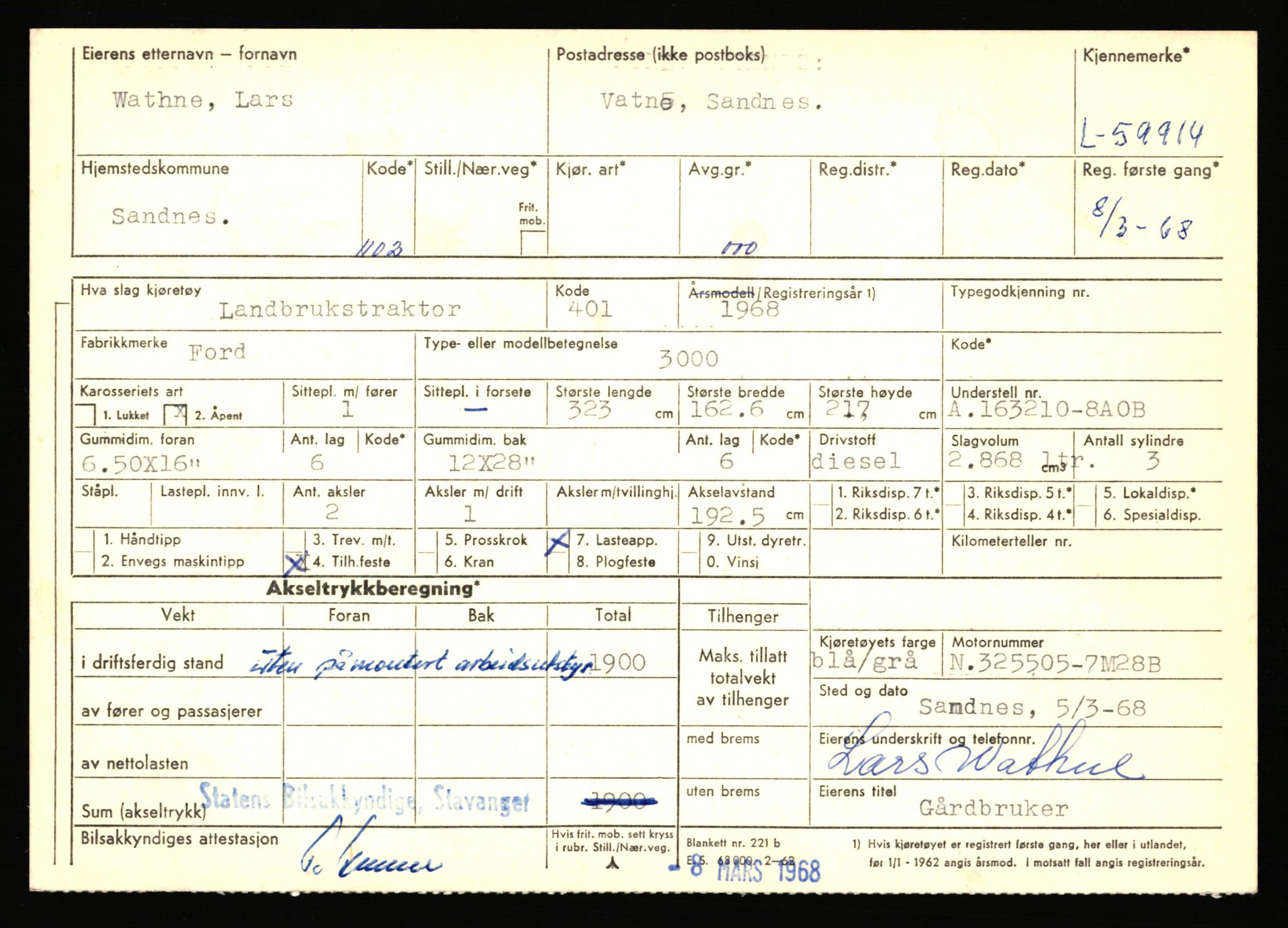 Stavanger trafikkstasjon, AV/SAST-A-101942/0/F/L0058: L-58000 - L-59999, 1930-1971, p. 2433