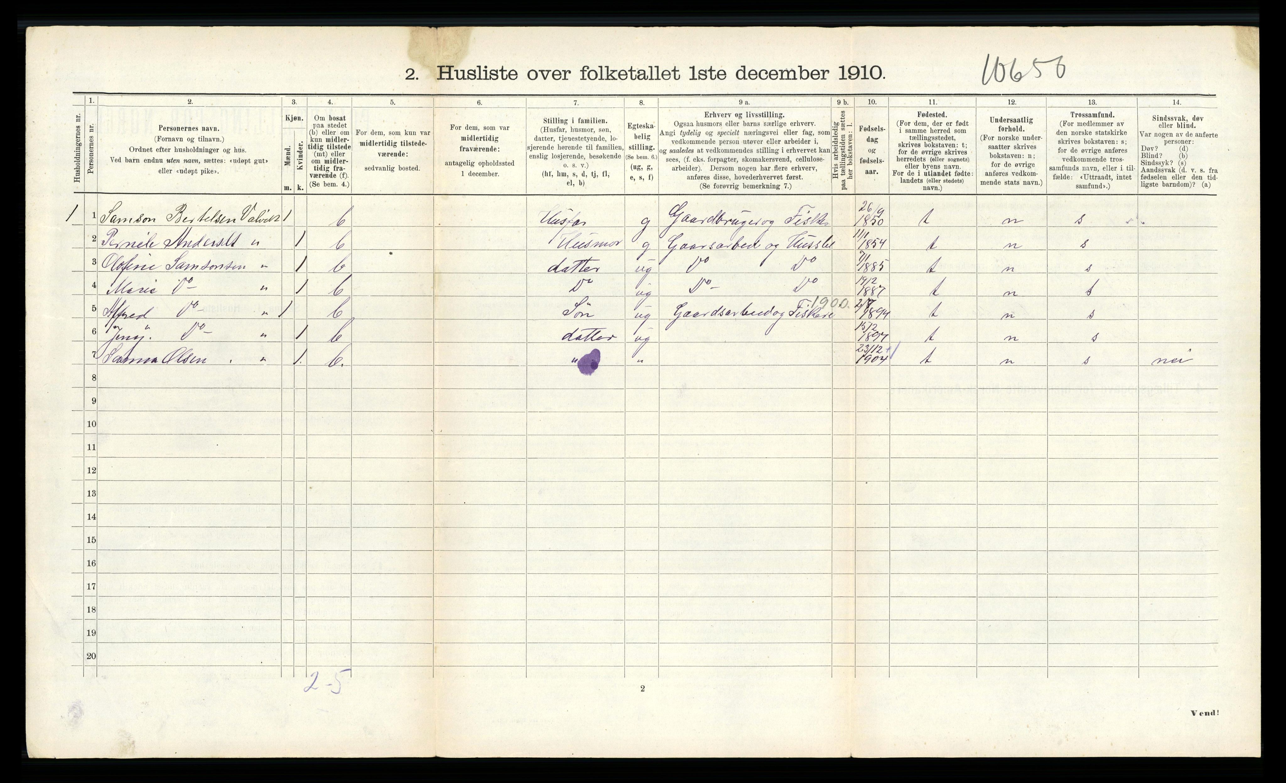 RA, 1910 census for Kinn, 1910, p. 799