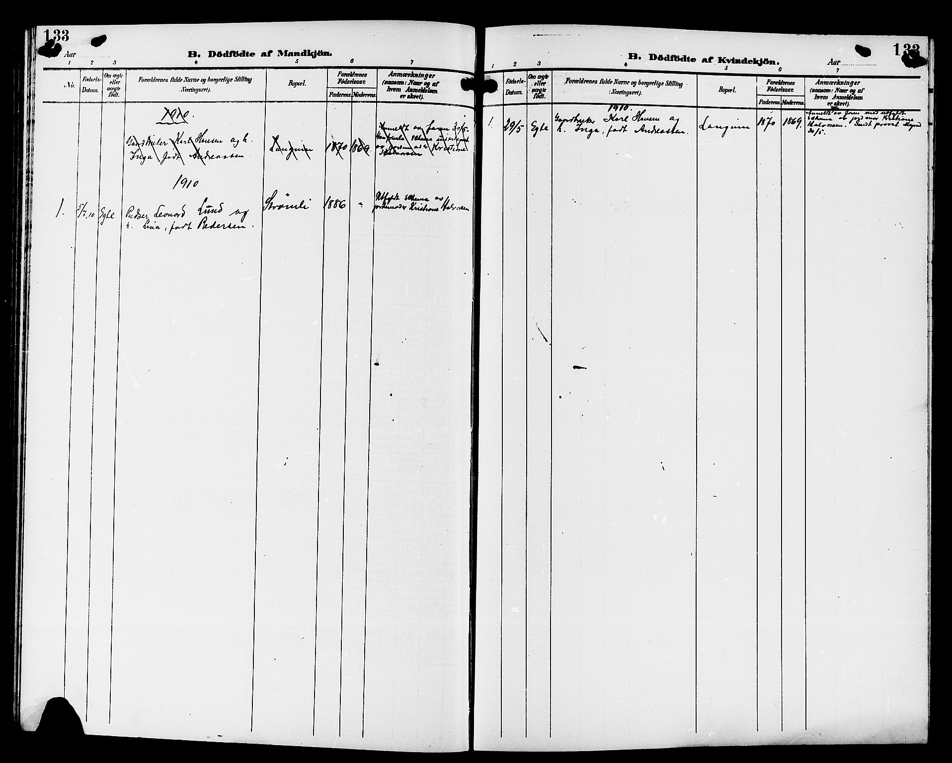 Strømsgodset kirkebøker, AV/SAKO-A-324/G/Ga/L0002: Parish register (copy) no. 2, 1885-1910, p. 133