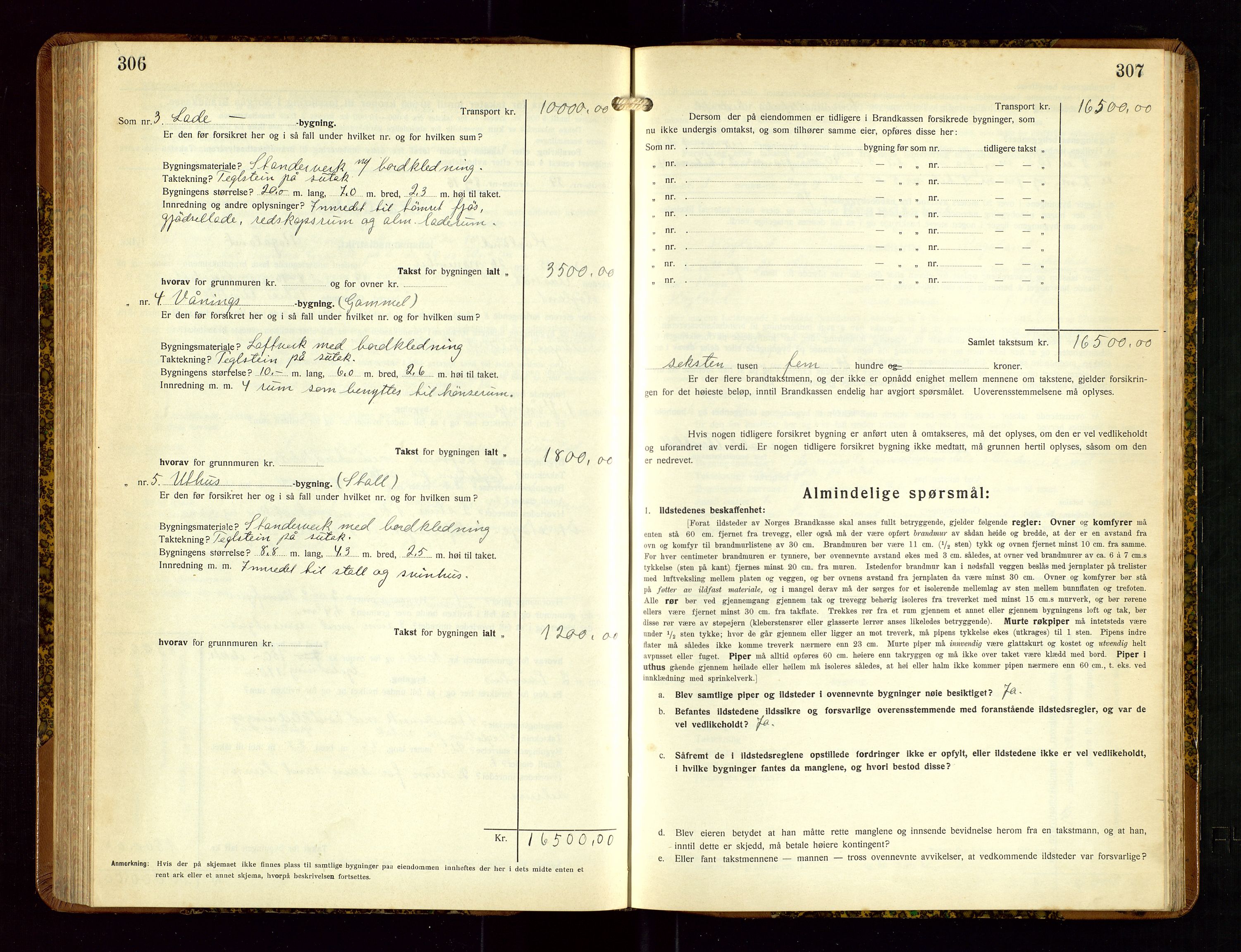 Høyland/Sandnes lensmannskontor, AV/SAST-A-100166/Gob/L0005: "Brandtakstprotokoll", 1933-1936, p. 306-307