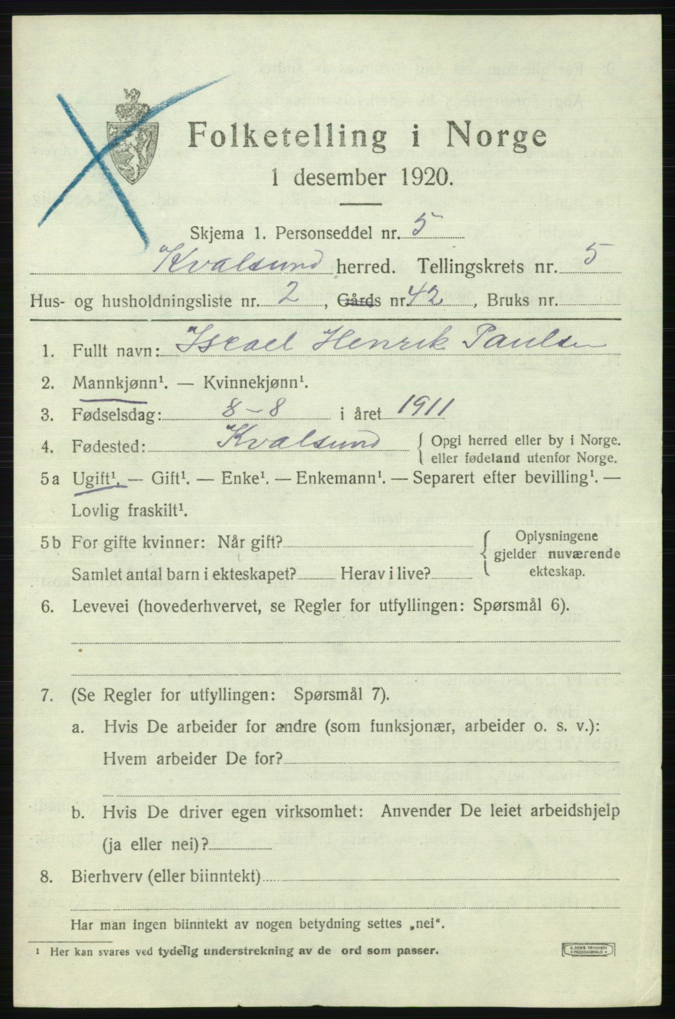 SATØ, 1920 census for , 1920, p. 1600
