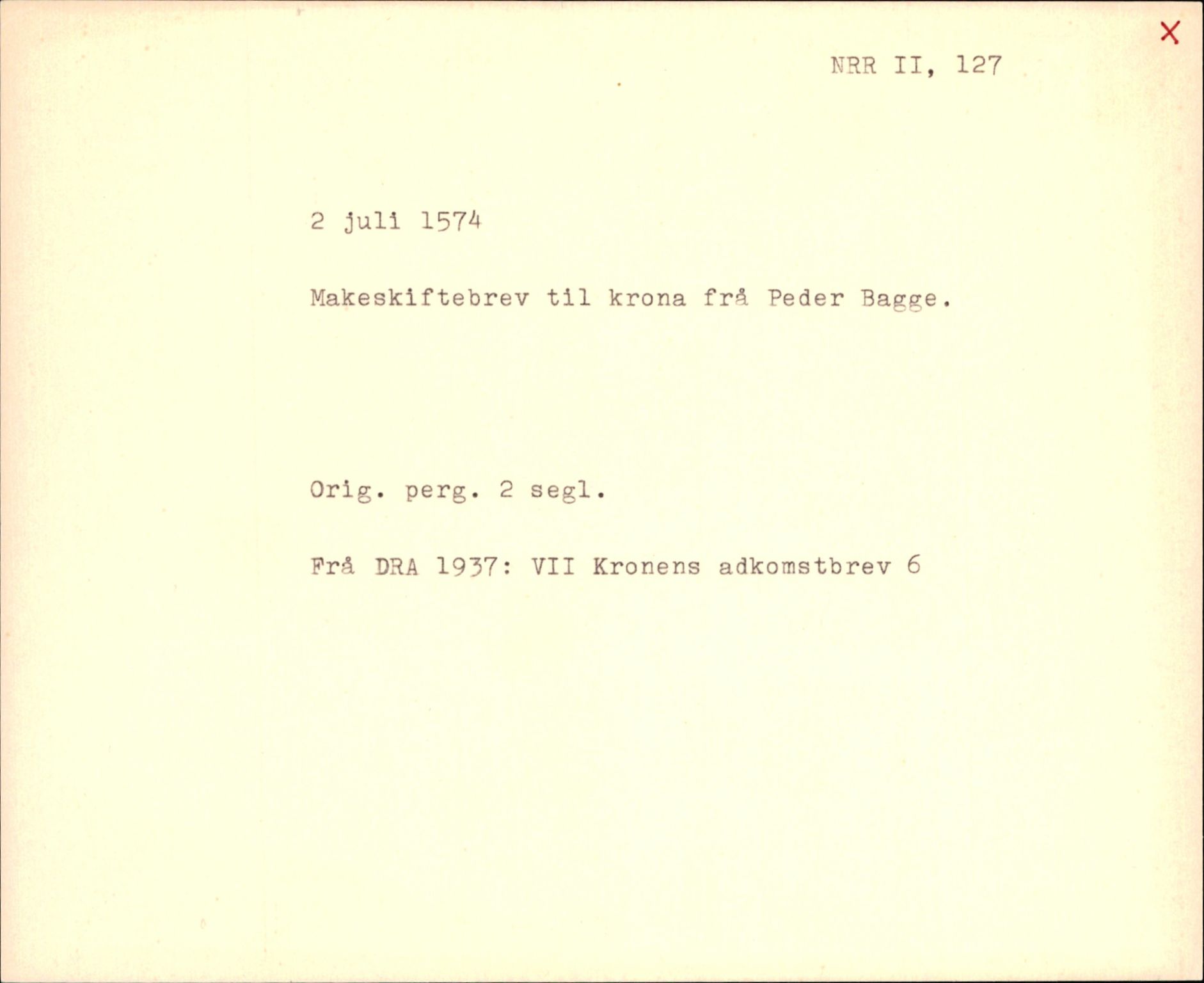 Riksarkivets diplomsamling, AV/RA-EA-5965/F35/F35f/L0002: Regestsedler: Diplomer fra DRA 1937 og 1996, p. 381