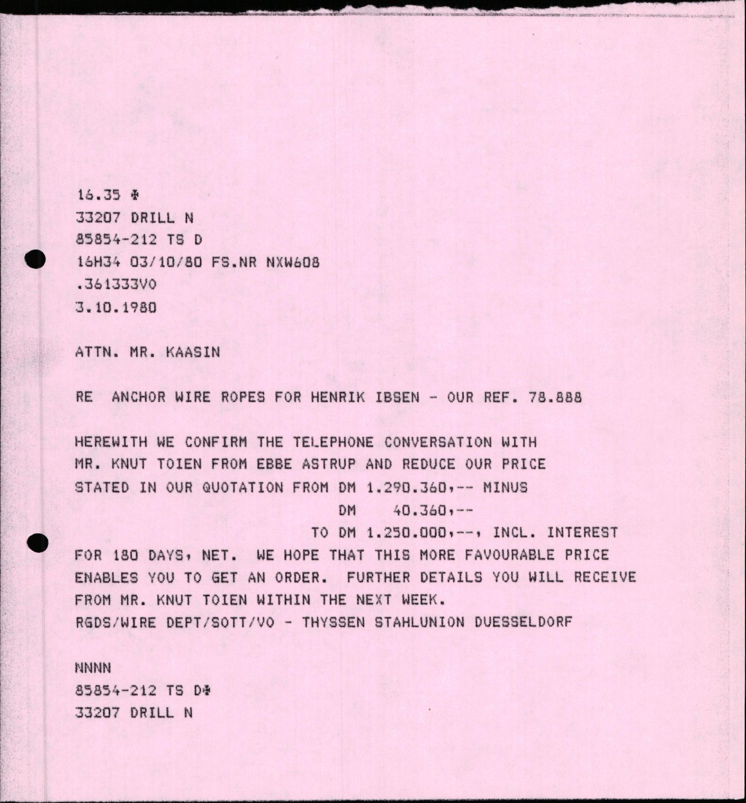 Pa 1503 - Stavanger Drilling AS, AV/SAST-A-101906/2/E/Ec/Eca/L0011: Sak og korrespondanse, 1980-1981