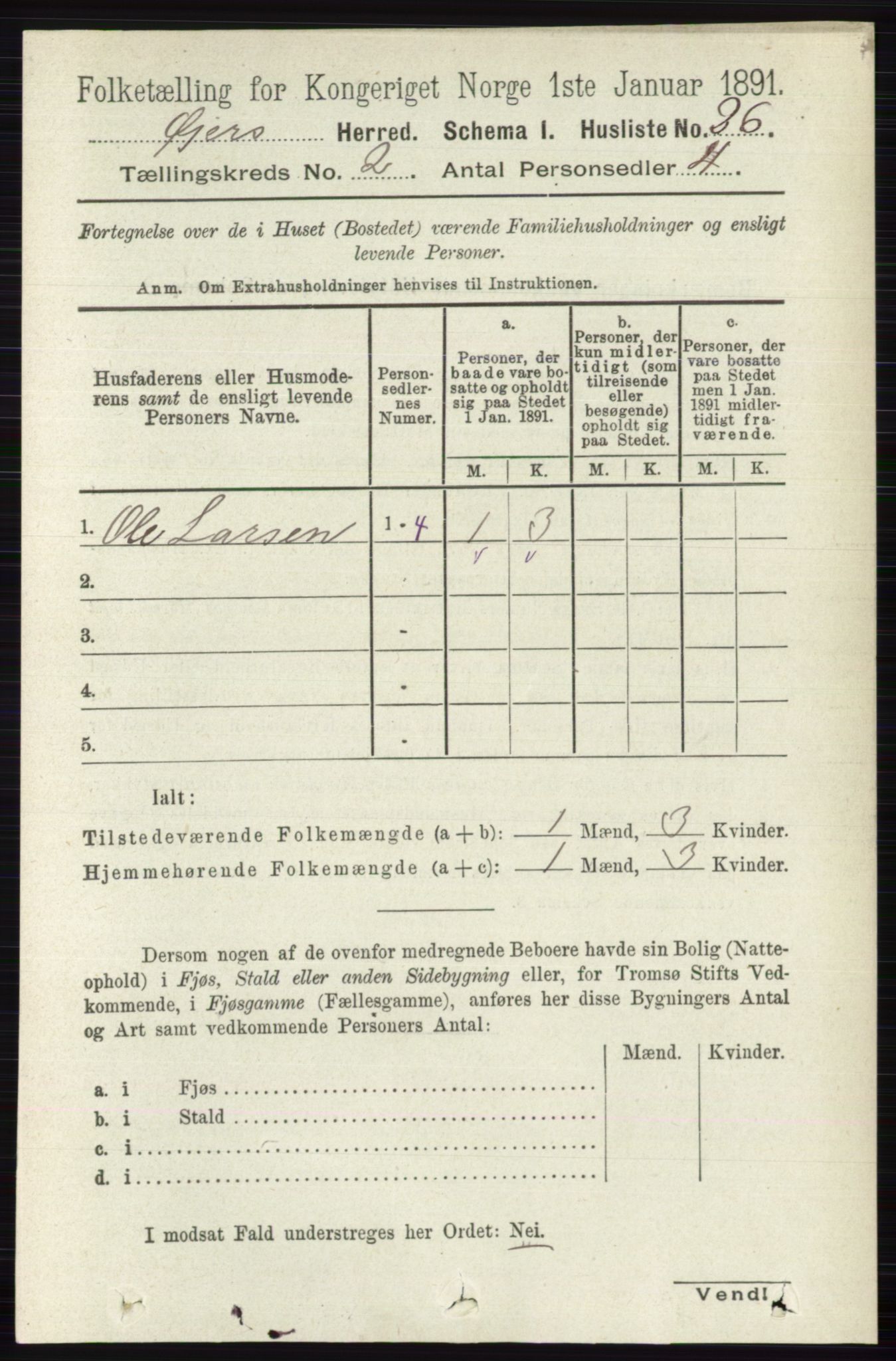 RA, 1891 census for 0521 Øyer, 1891, p. 479