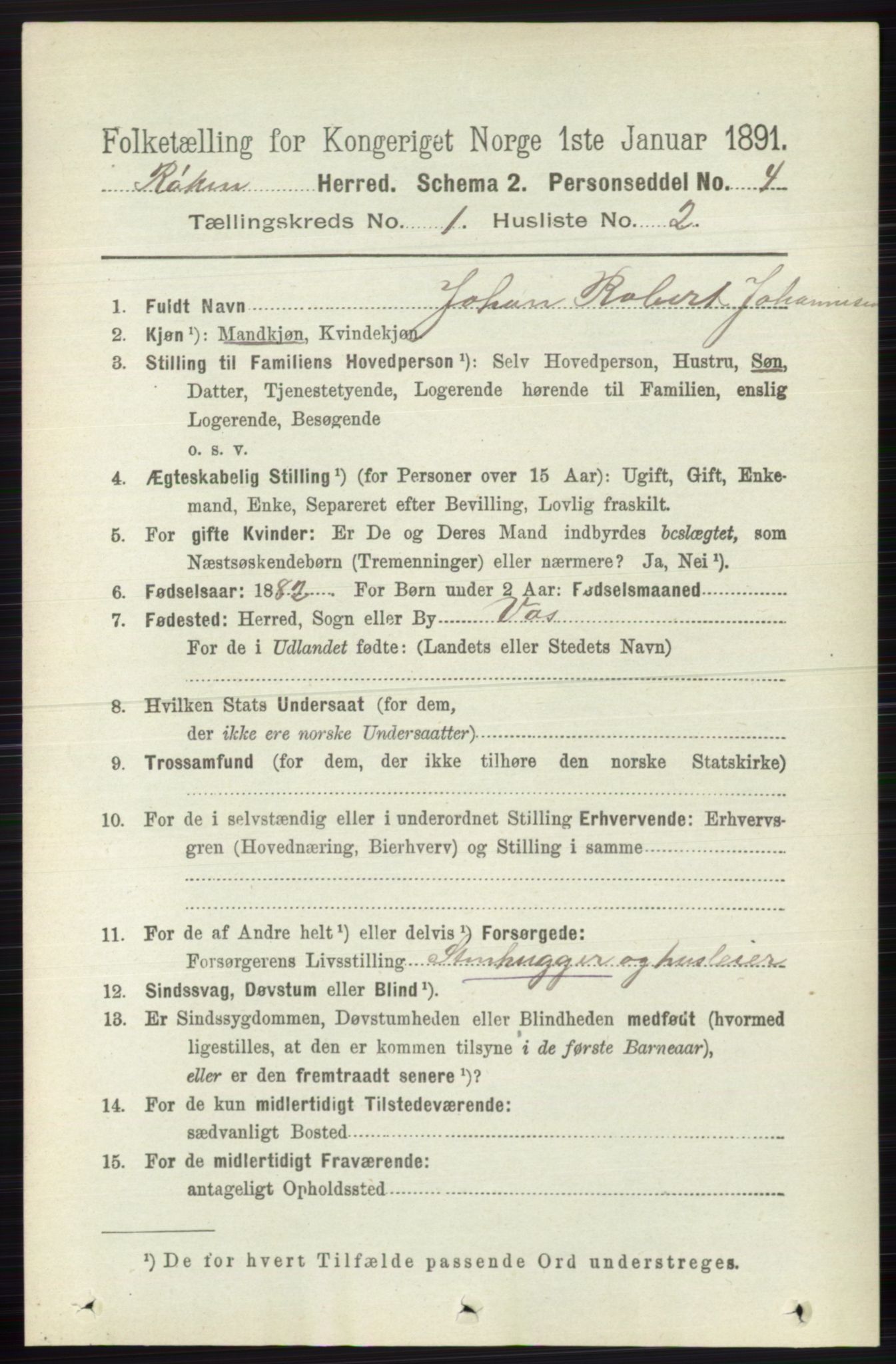 RA, 1891 census for 0627 Røyken, 1891, p. 98