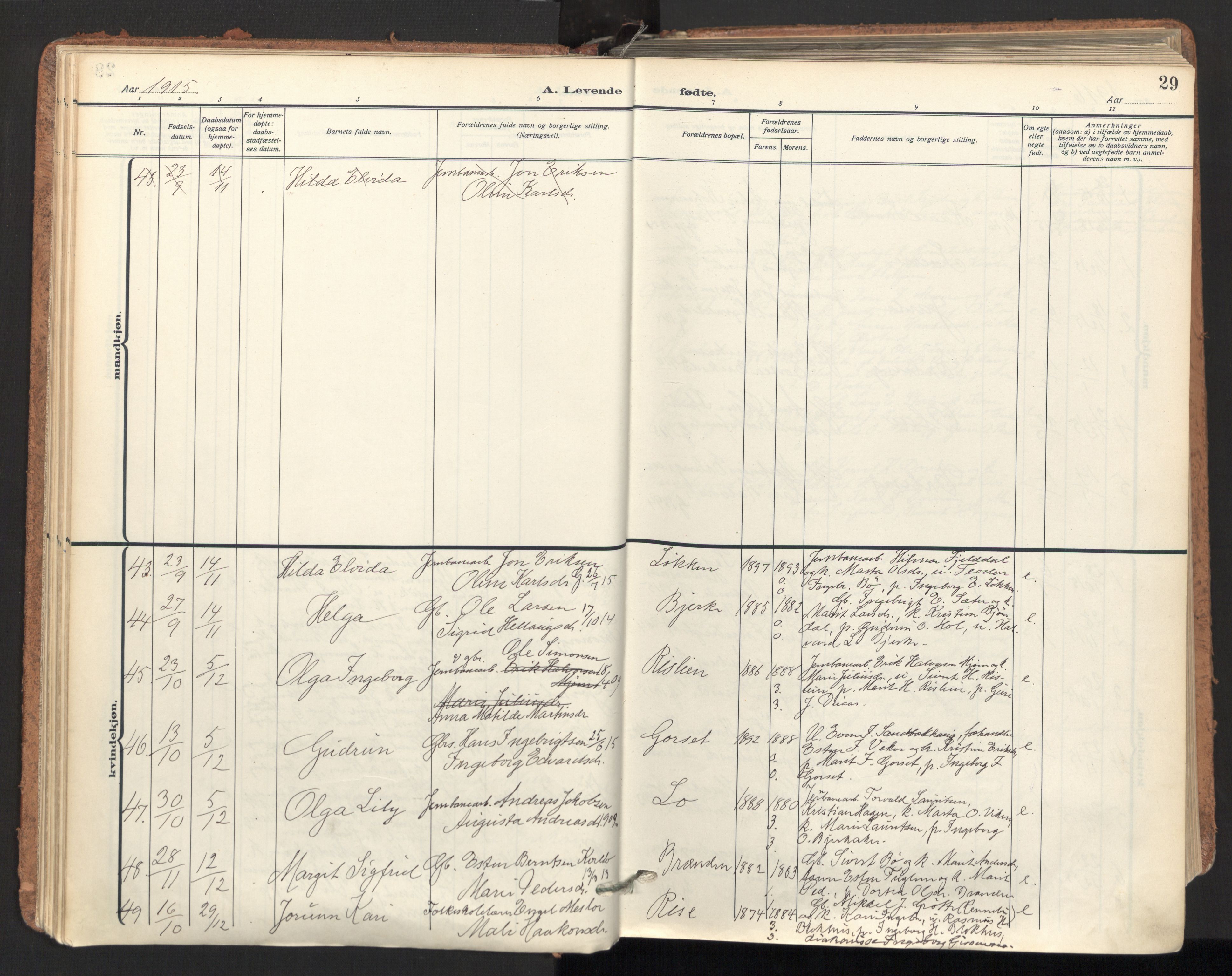 Ministerialprotokoller, klokkerbøker og fødselsregistre - Sør-Trøndelag, SAT/A-1456/678/L0909: Parish register (official) no. 678A17, 1912-1930, p. 29