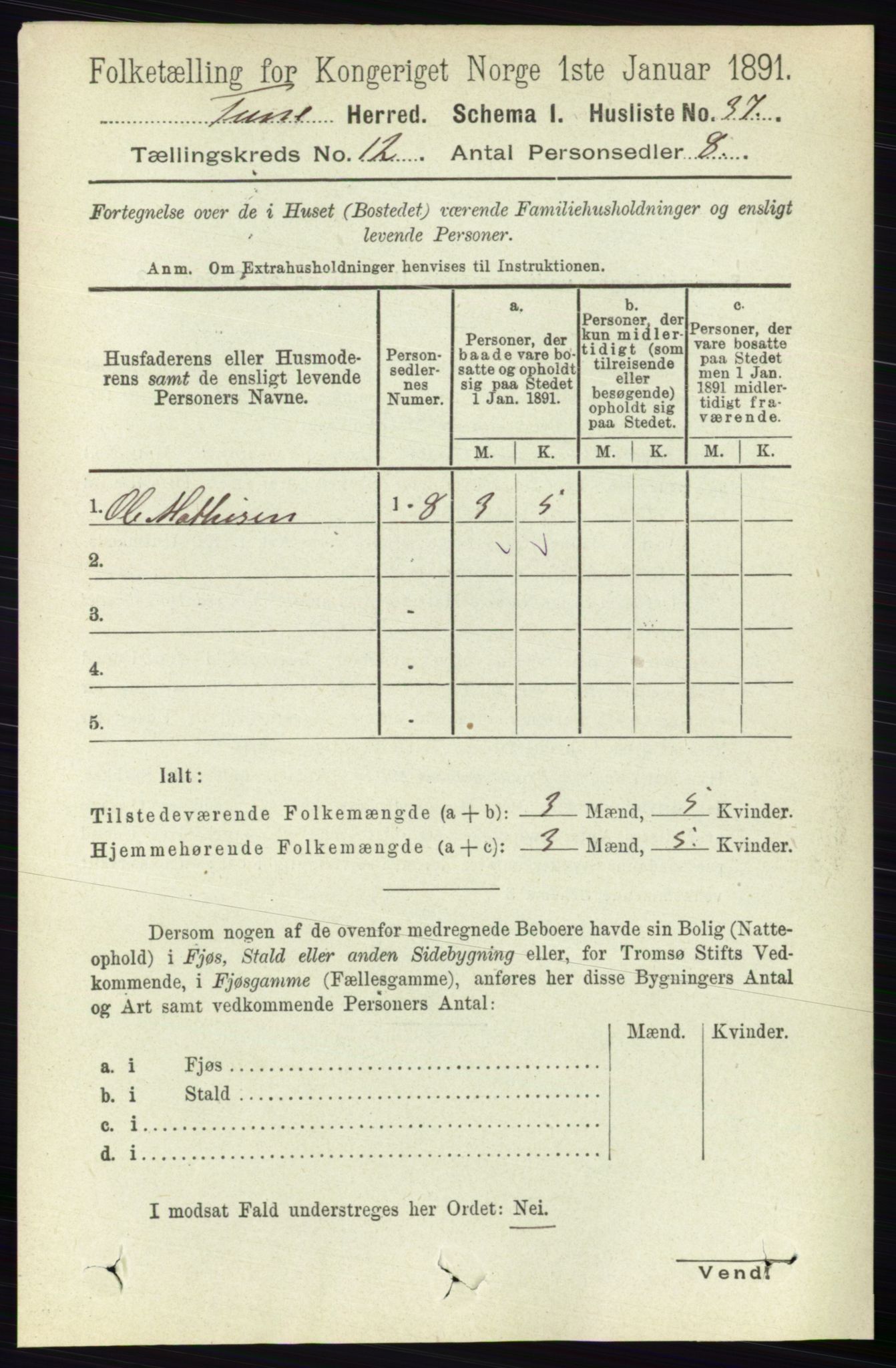 RA, 1891 census for 0130 Tune, 1891, p. 7198