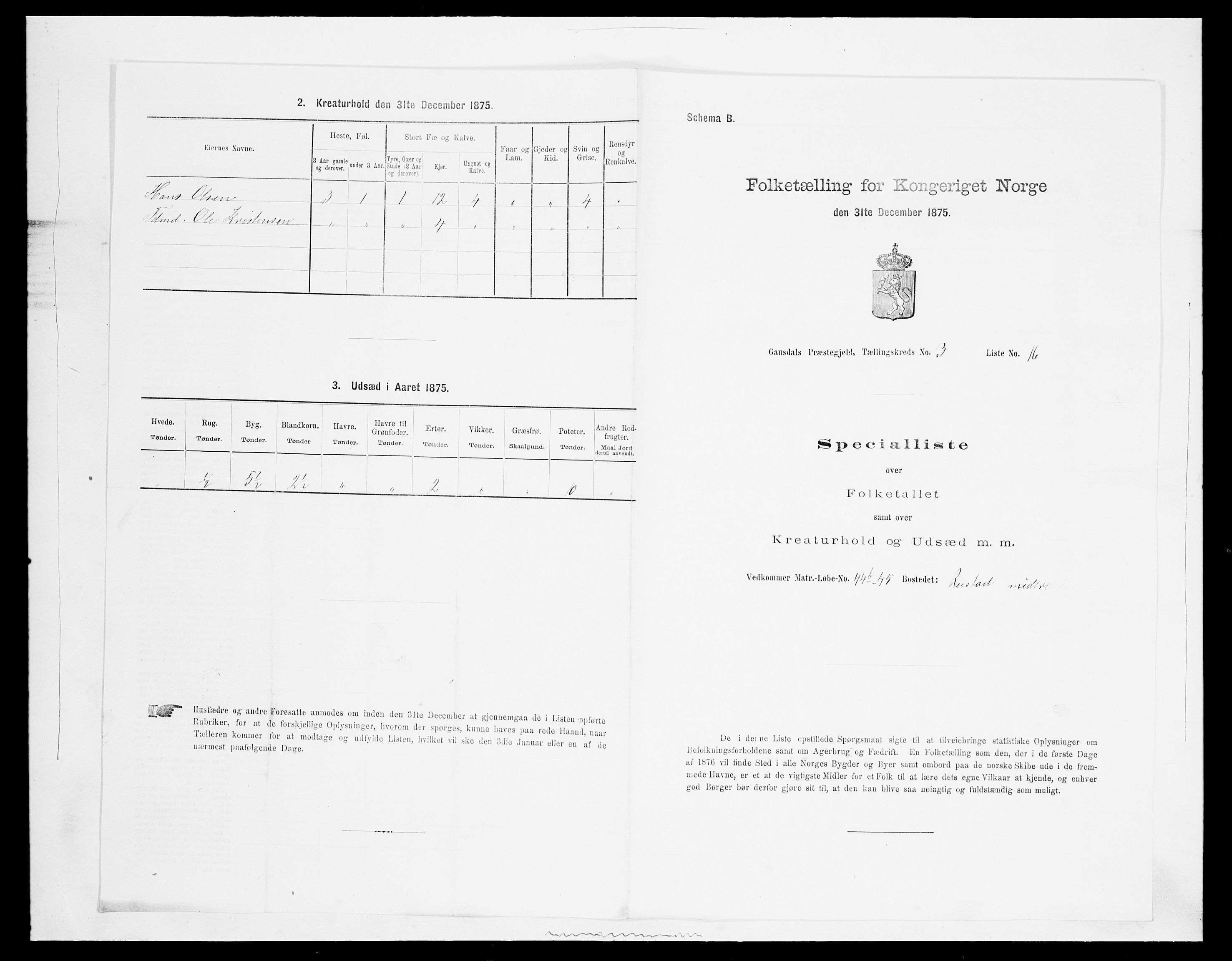 SAH, 1875 census for 0522P Gausdal, 1875, p. 557