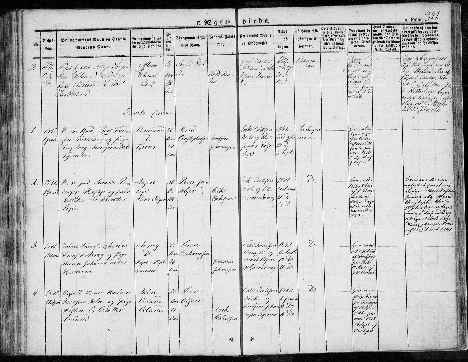 Tysvær sokneprestkontor, AV/SAST-A -101864/H/Ha/Haa/L0001: Parish register (official) no. A 1.1, 1831-1856, p. 321