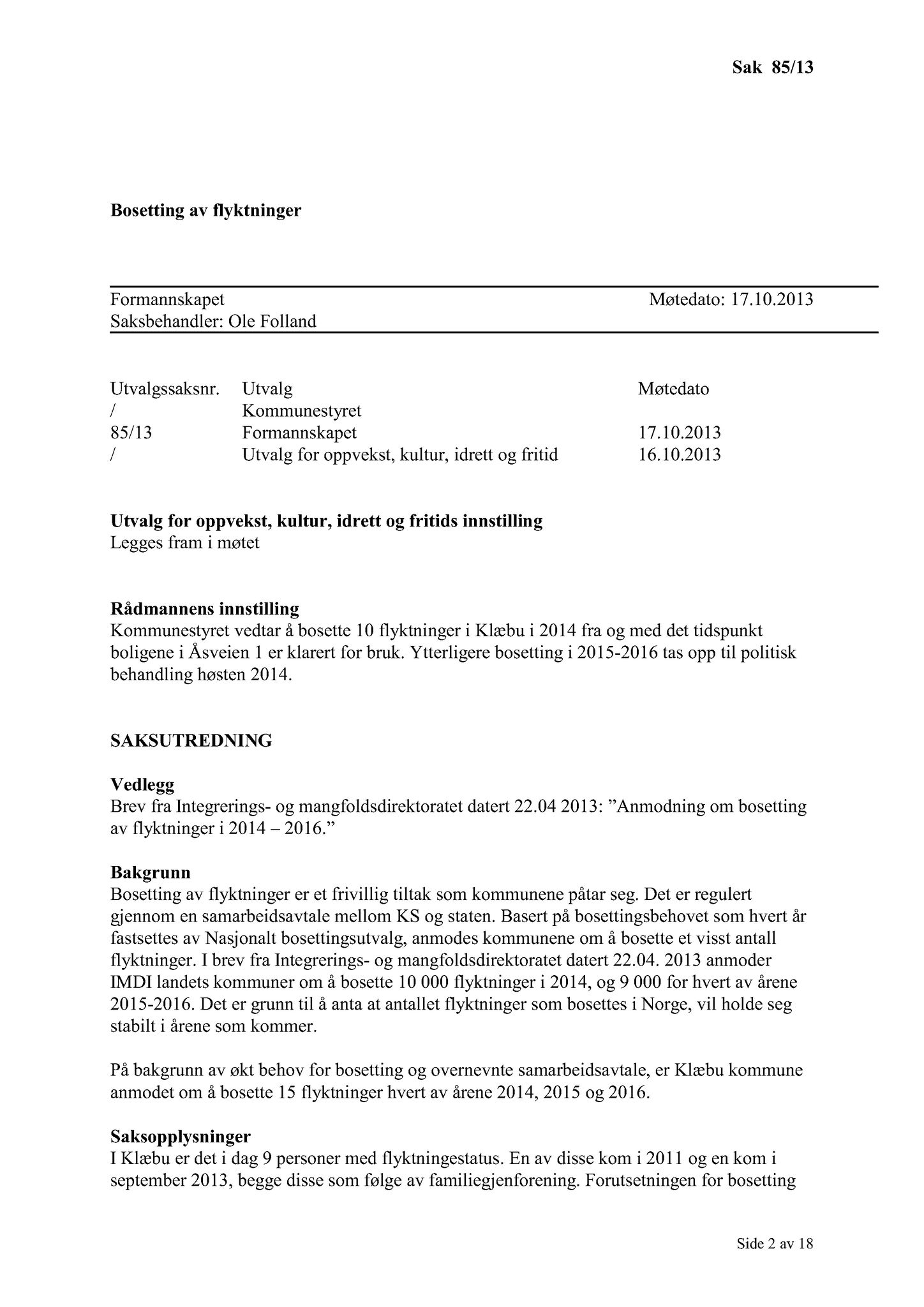 Klæbu Kommune, TRKO/KK/02-FS/L006: Formannsskapet - Møtedokumenter, 2013, p. 2033