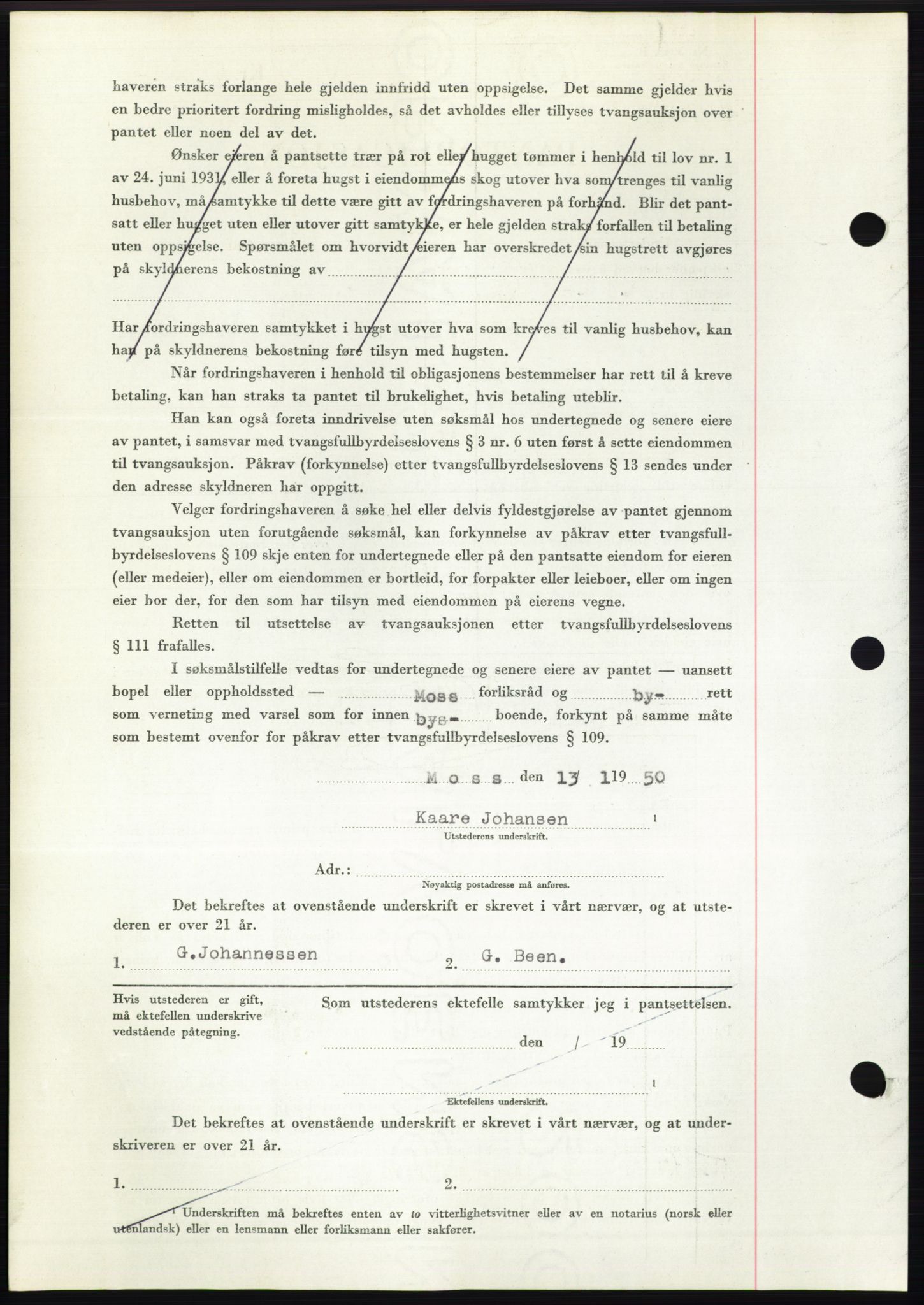 Moss sorenskriveri, SAO/A-10168: Mortgage book no. B23, 1949-1950, Diary no: : 284/1950