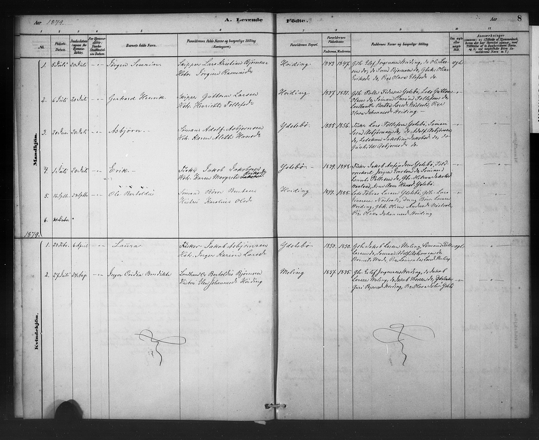 Rennesøy sokneprestkontor, AV/SAST-A -101827/H/Ha/Haa/L0011: Parish register (official) no. A 11, 1878-1887, p. 8