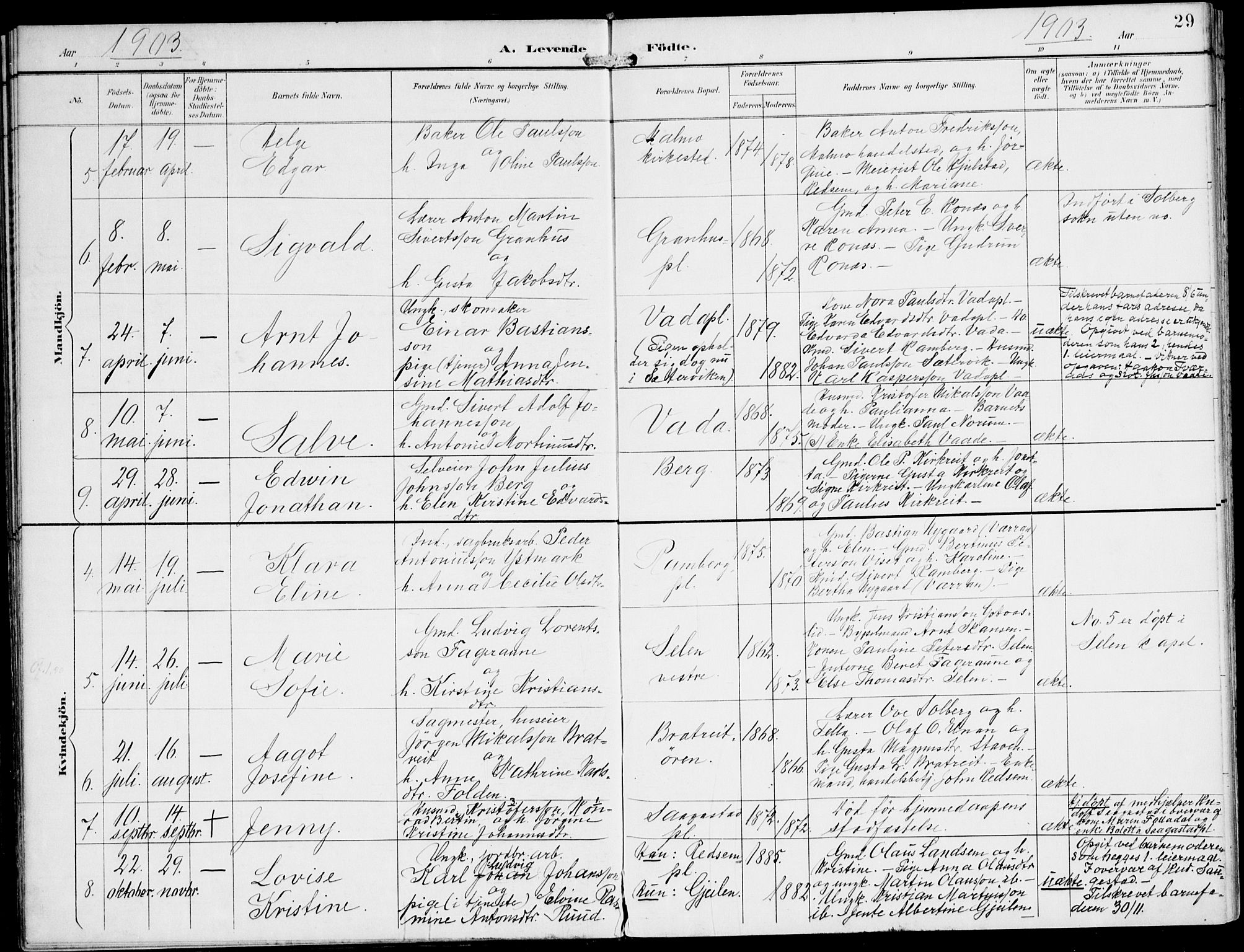 Ministerialprotokoller, klokkerbøker og fødselsregistre - Nord-Trøndelag, AV/SAT-A-1458/745/L0430: Parish register (official) no. 745A02, 1895-1913, p. 29