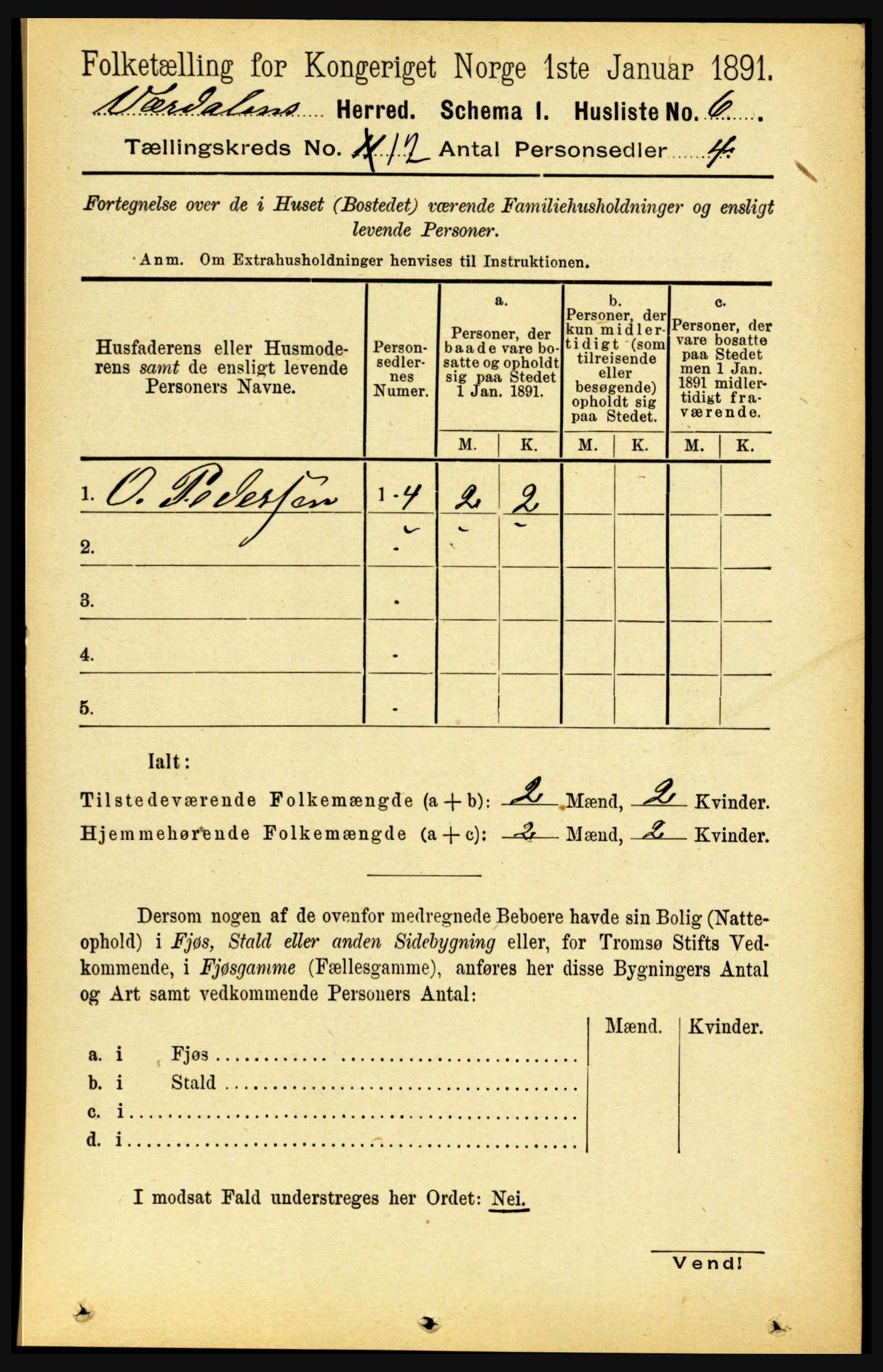 RA, 1891 census for 1721 Verdal, 1891, p. 6394