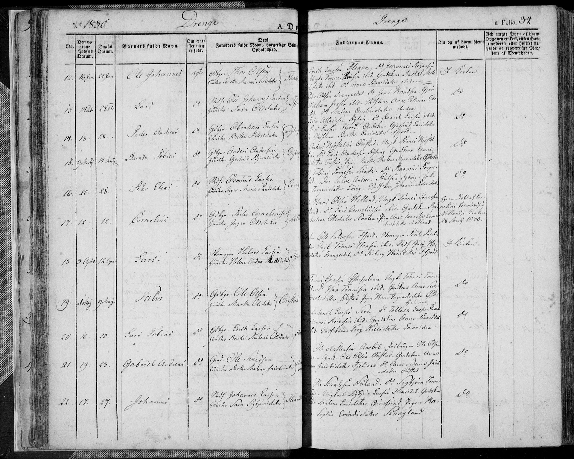 Flekkefjord sokneprestkontor, AV/SAK-1111-0012/F/Fa/Fac/L0003: Parish register (official) no. A 3, 1826-1841, p. 34